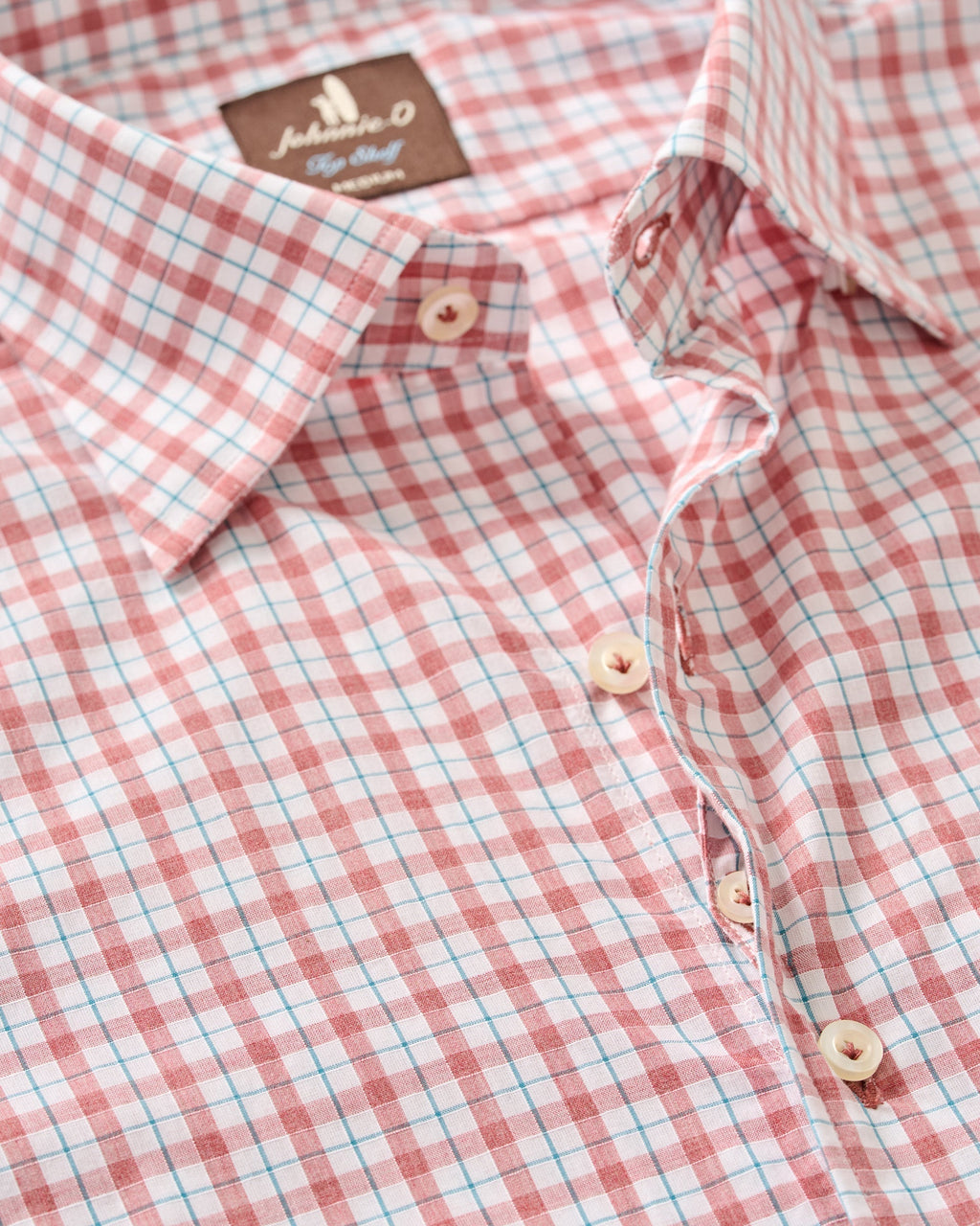 Johnnie-O Cotton Button Down Shirt - Trauber Tattersall, Malibu Red