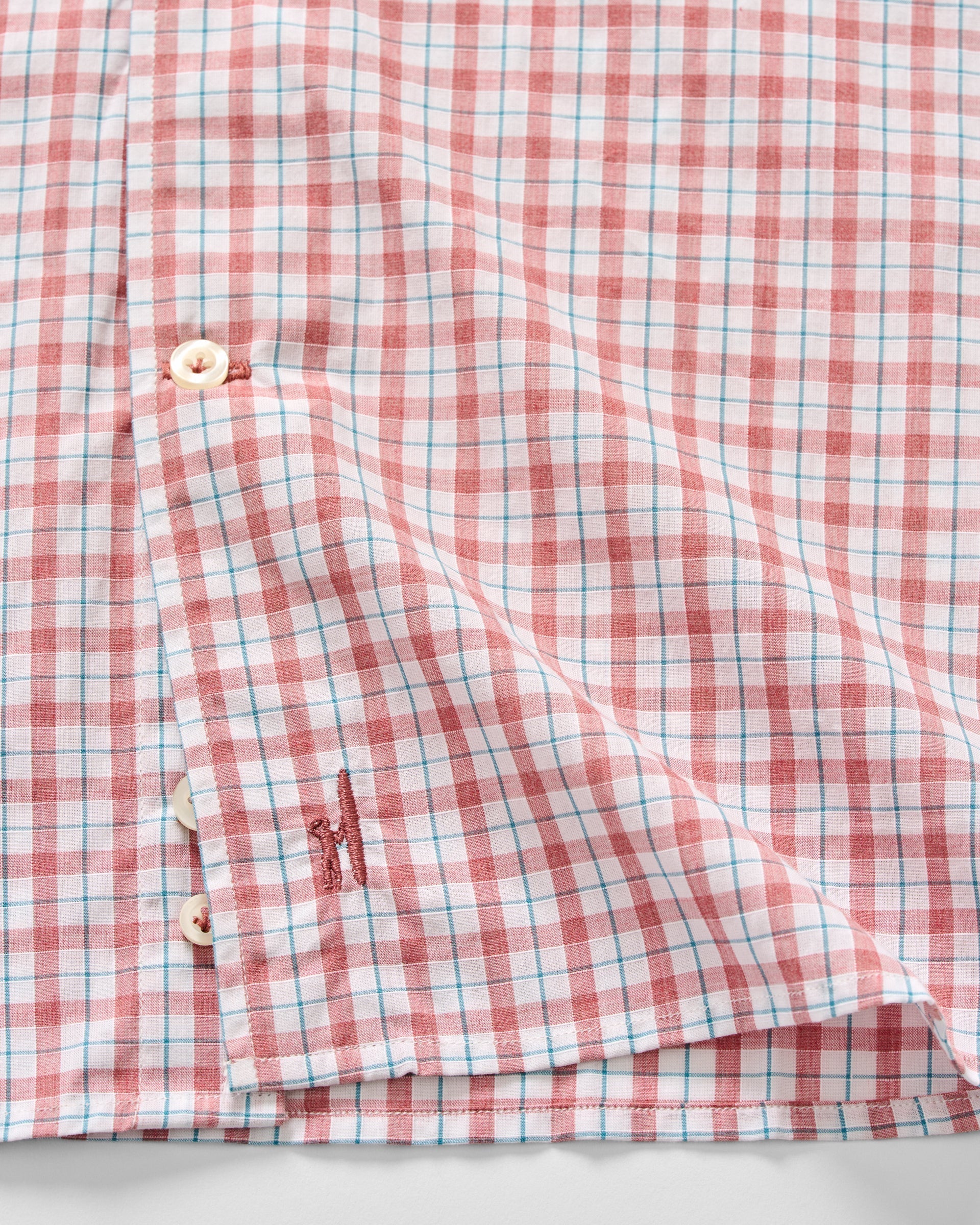 Johnnie-O Cotton Button Down Shirt - Trauber Tattersall, Malibu Red