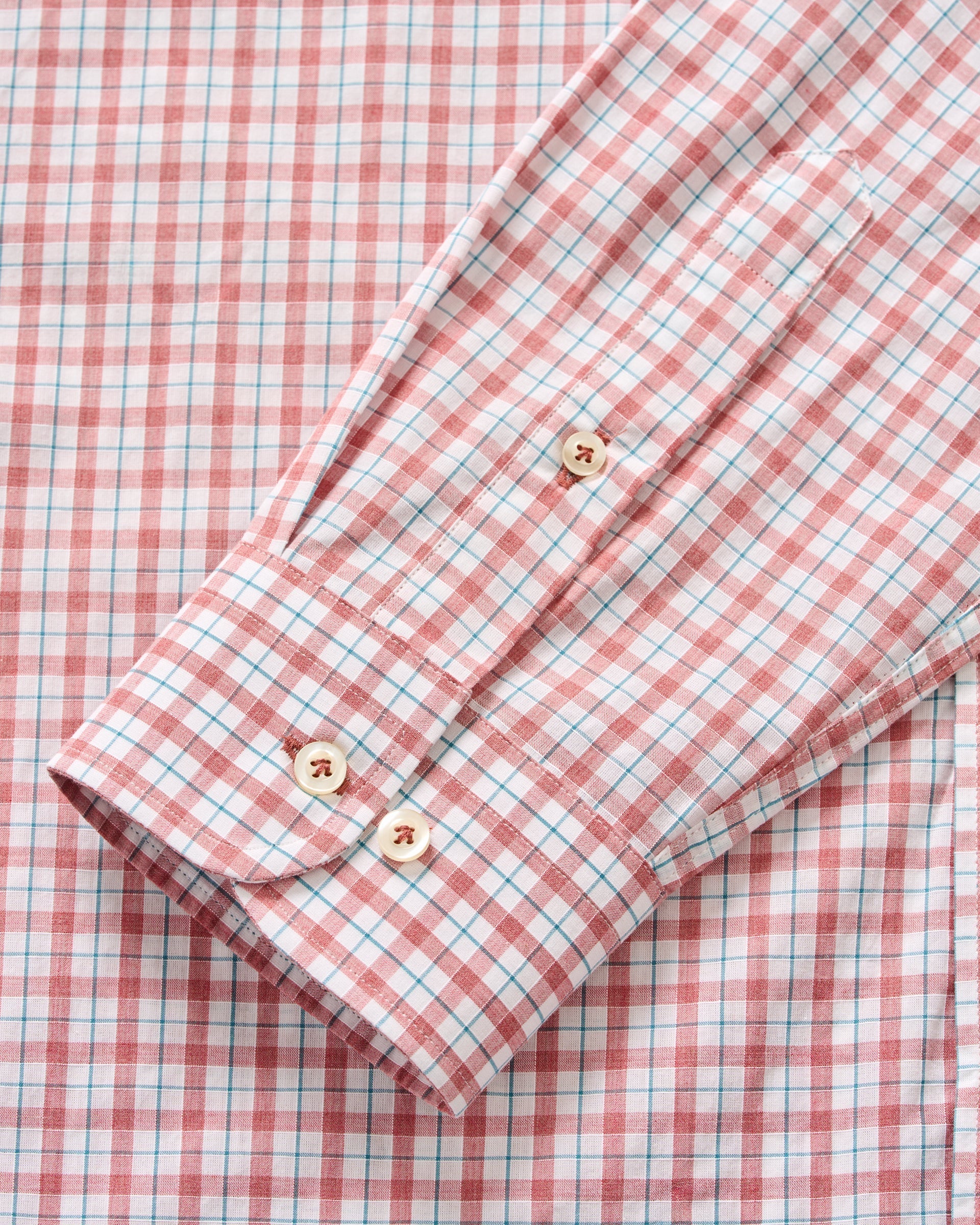 Johnnie-O Cotton Button Down Shirt - Trauber Tattersall, Malibu Red