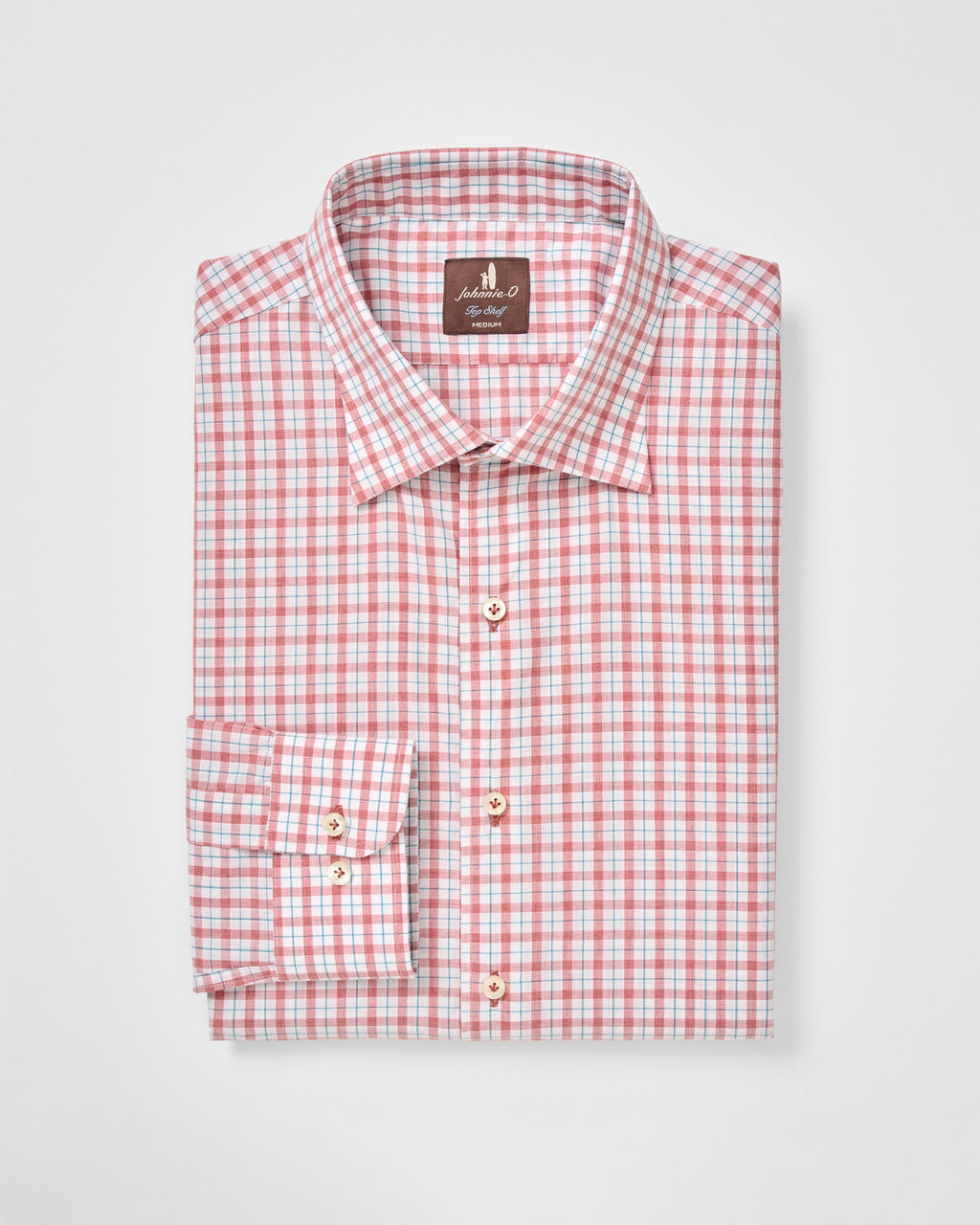 Johnnie-O Cotton Button Down Shirt - Trauber Tattersall, Malibu Red