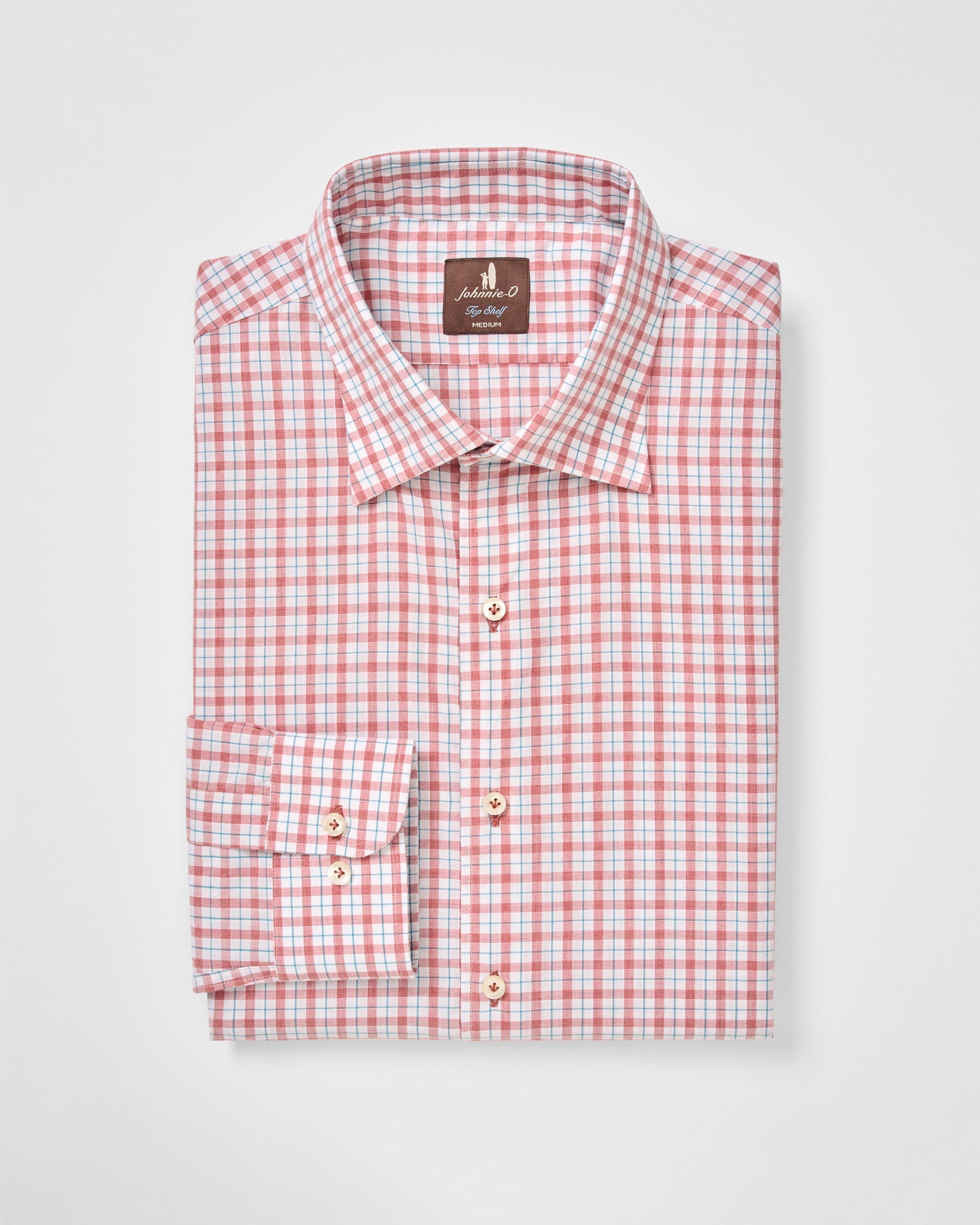 Johnnie-O Cotton Button Down Shirt - Trauber Tattersall, Malibu Red