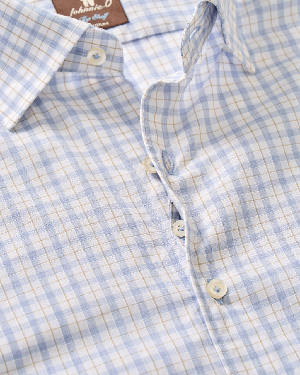 Johnnie-O Cotton Button Down Shirt - Trauber Tattersall, Mid Blue