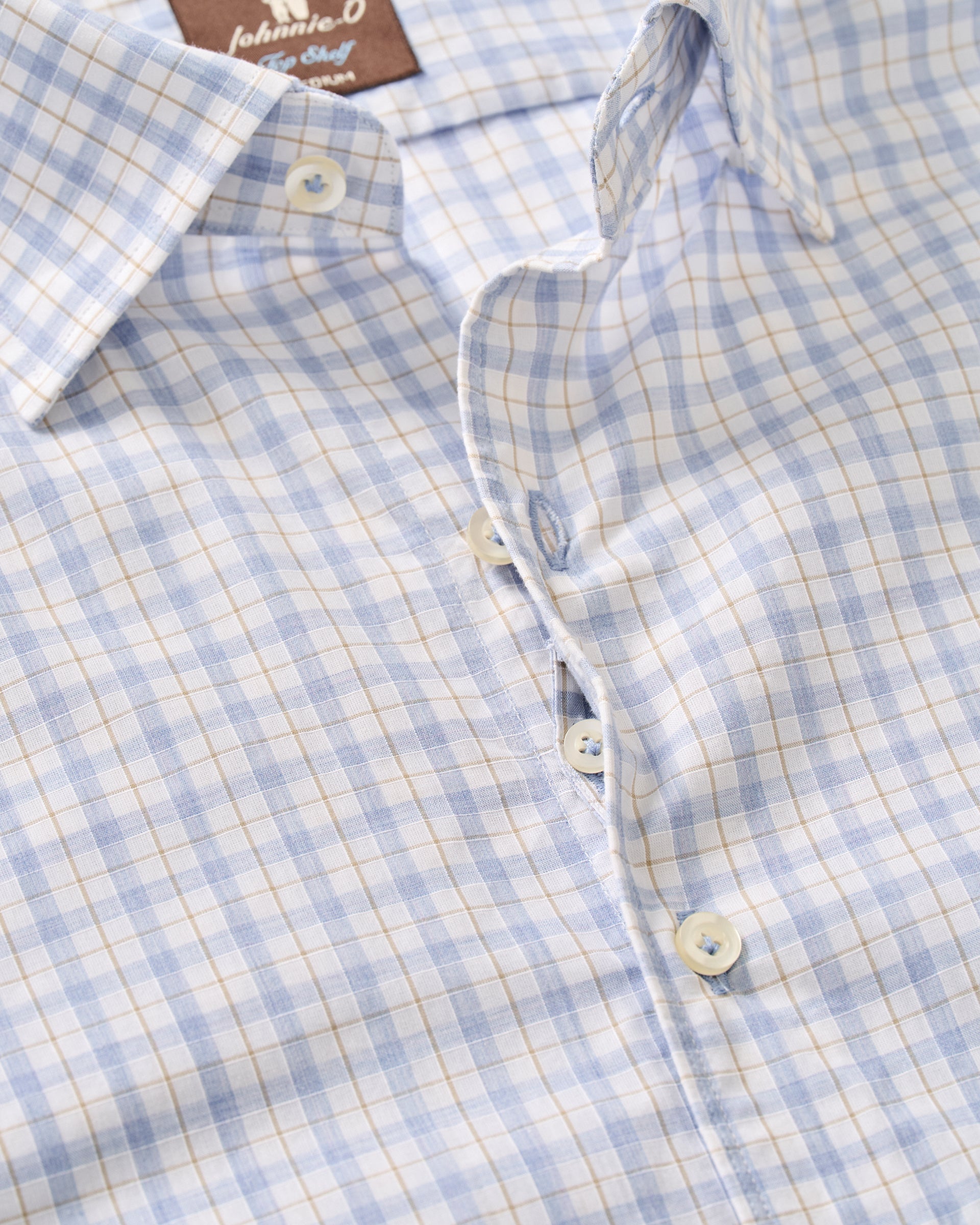 Johnnie-O Cotton Button Down Shirt - Trauber Tattersall, Mid Blue