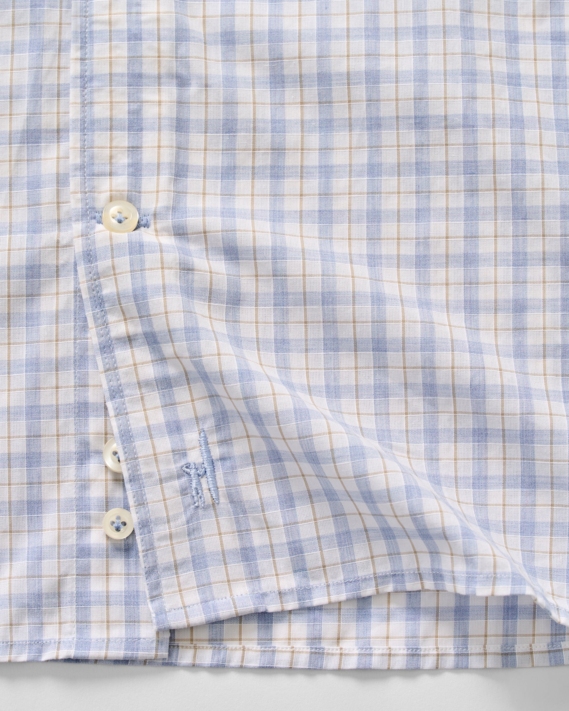 Johnnie-O Cotton Button Down Shirt - Trauber Tattersall, Mid Blue