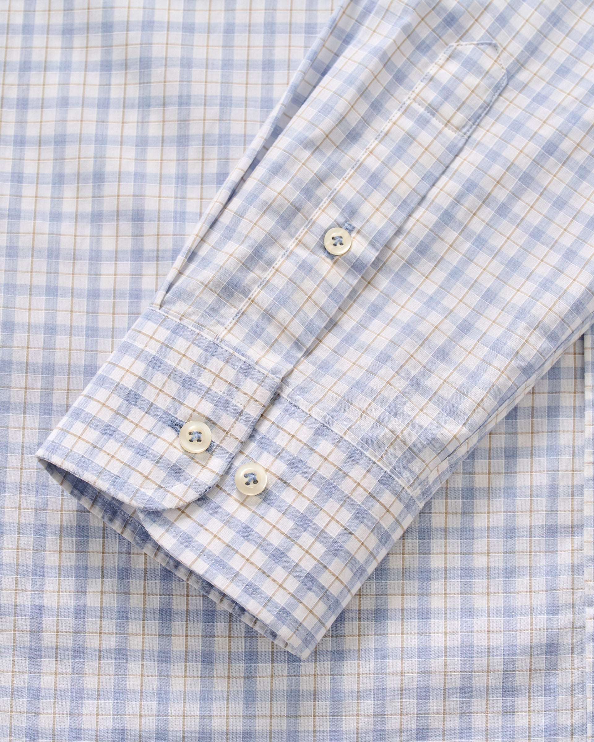 Johnnie-O Cotton Button Down Shirt - Trauber Tattersall, Mid Blue