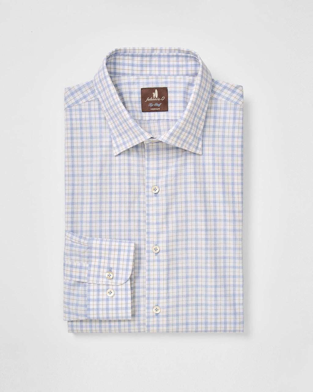 Johnnie-O Cotton Button Down Shirt - Trauber Tattersall, Mid Blue