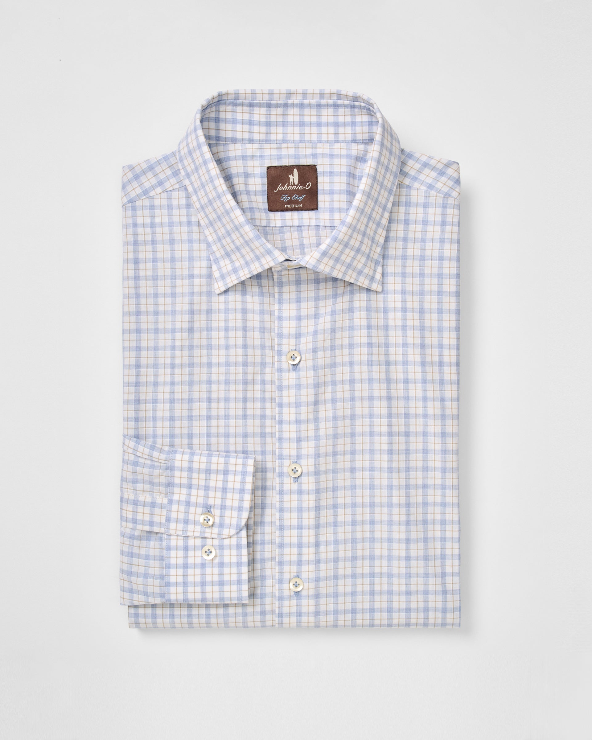 Johnnie-O Cotton Button Down Shirt - Trauber Tattersall, Mid Blue