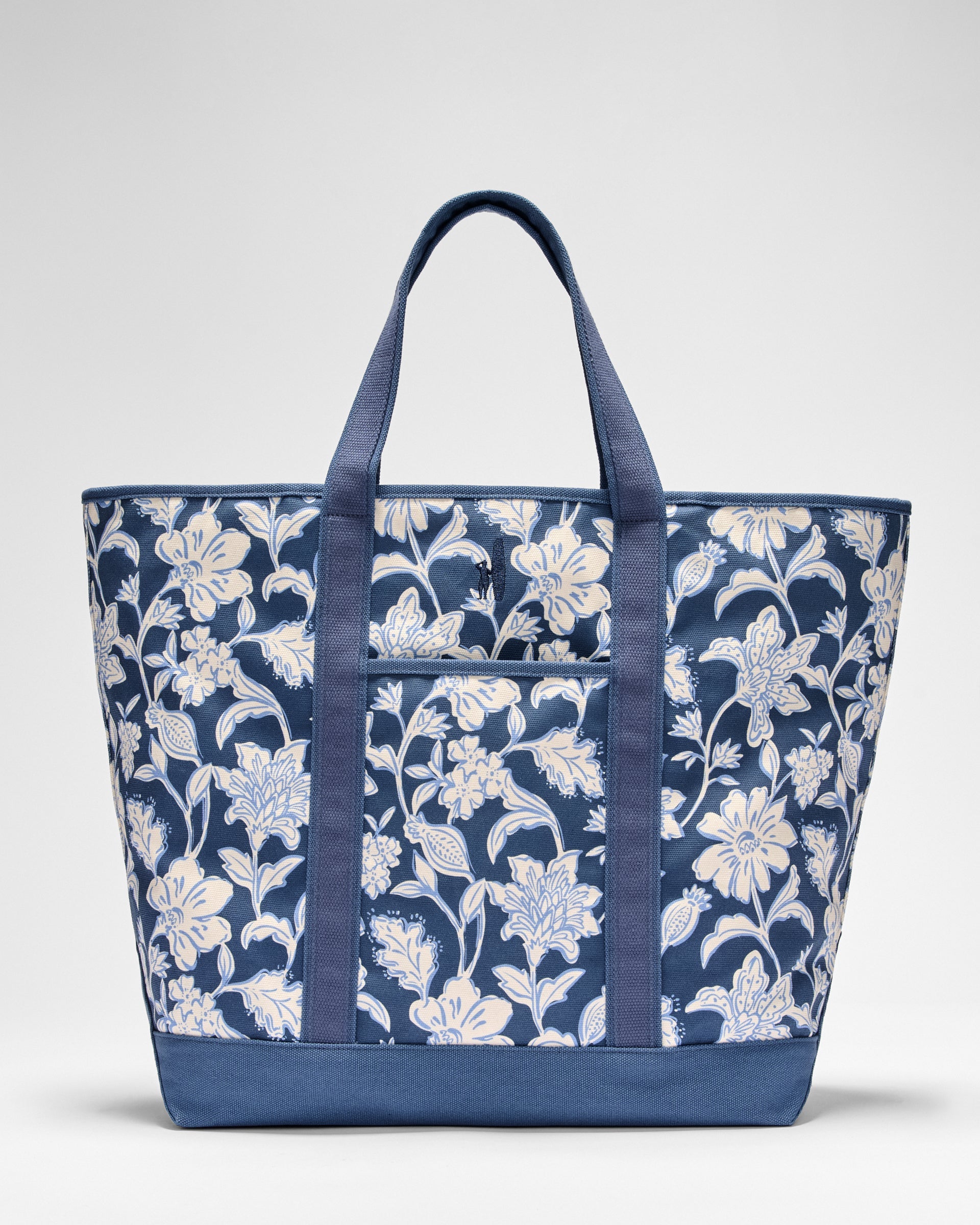 Johnnie-O Floral Printed Zip-Top Tote, Navy