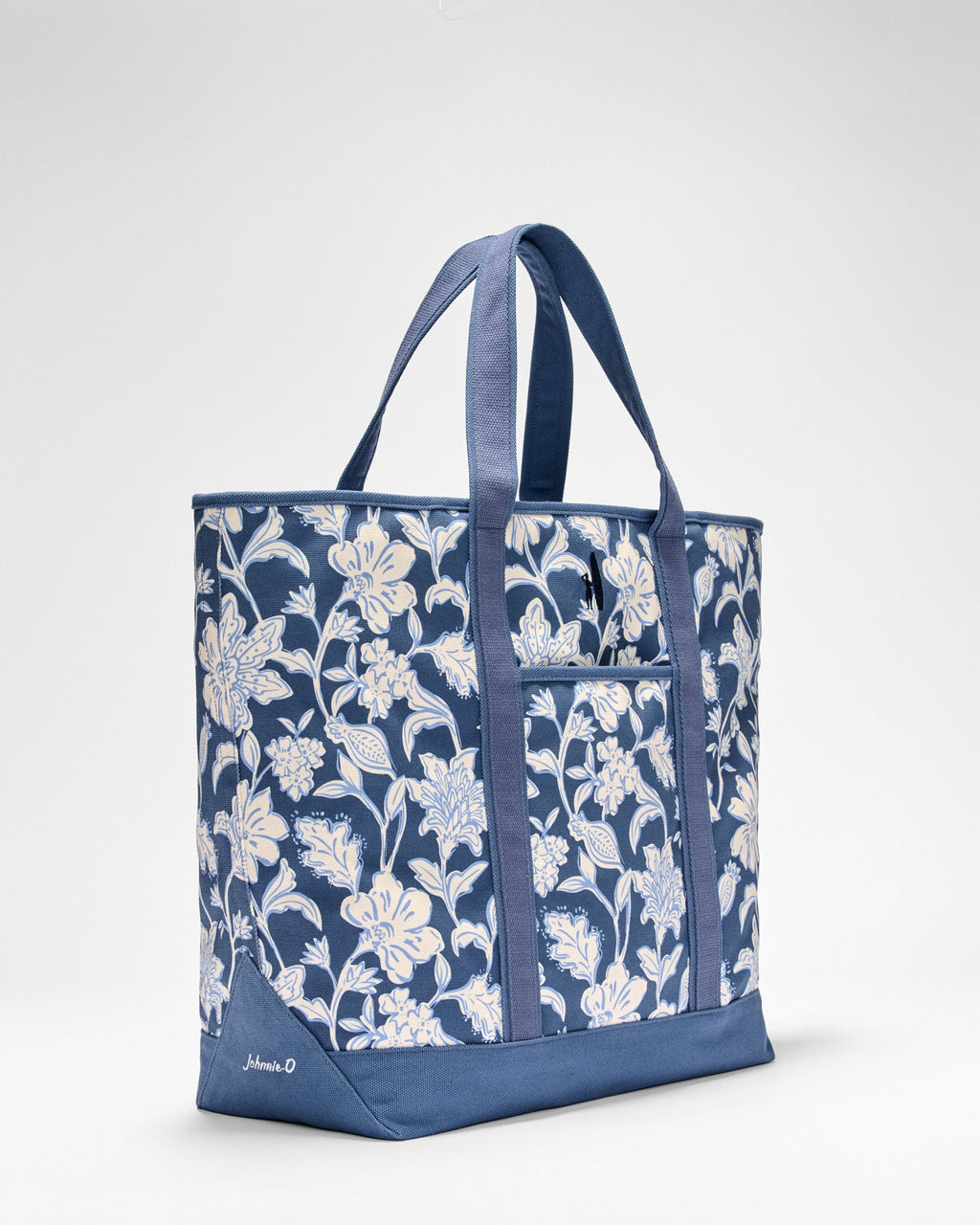 Johnnie-O Floral Printed Zip-Top Tote, Navy