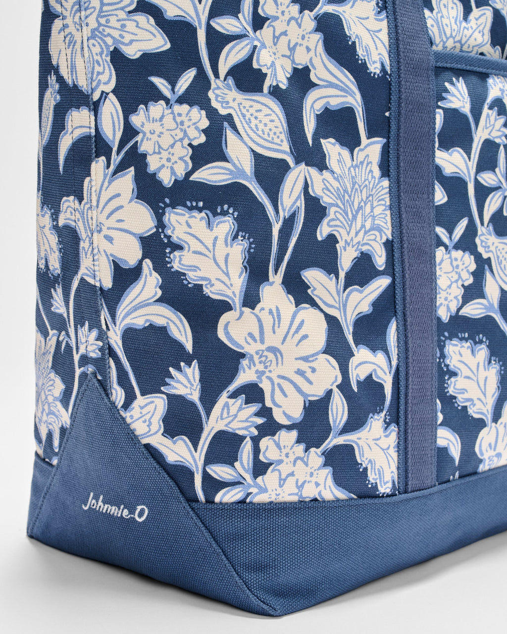Johnnie-O Floral Printed Zip-Top Tote, Navy