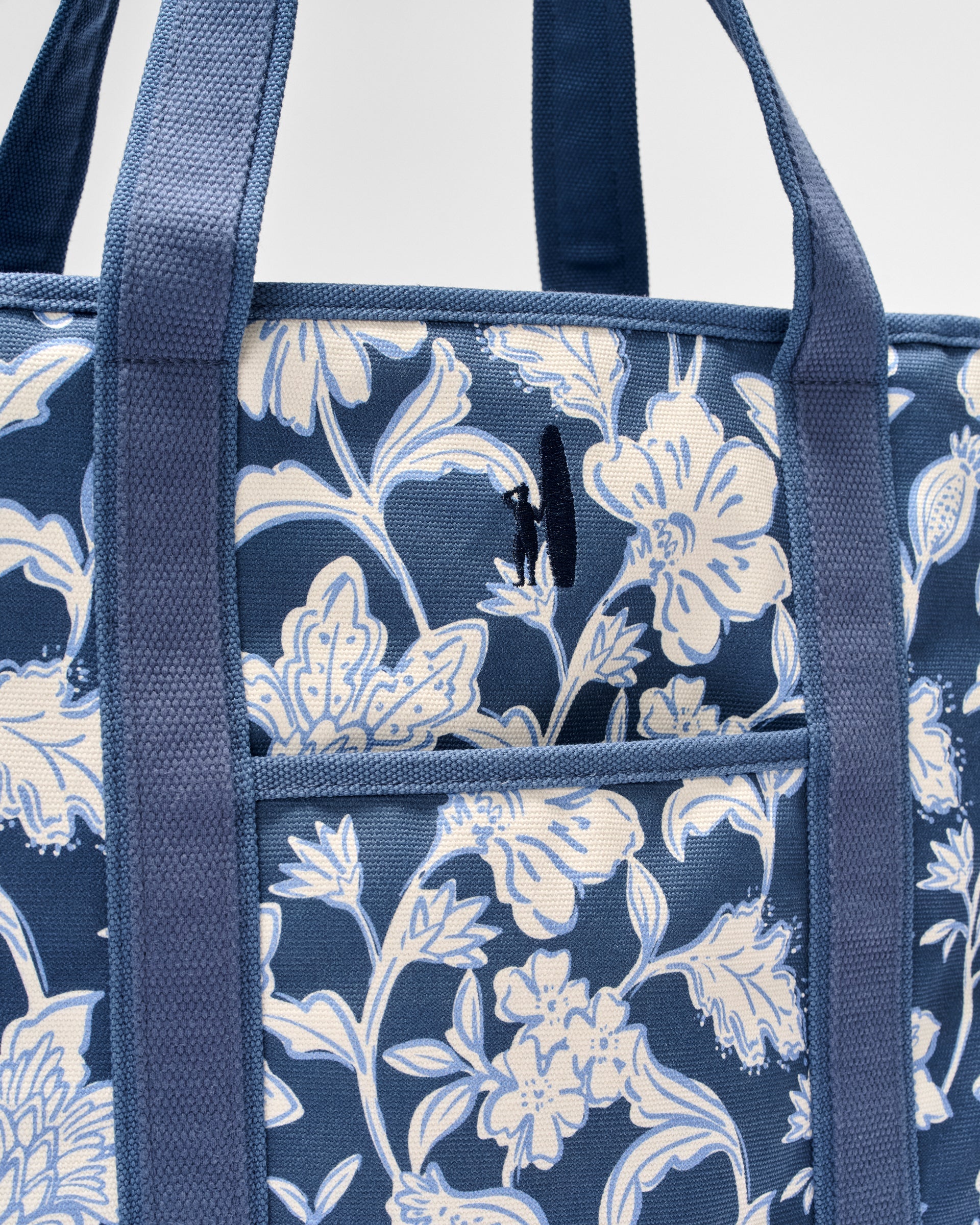 Johnnie-O Floral Printed Zip-Top Tote, Navy