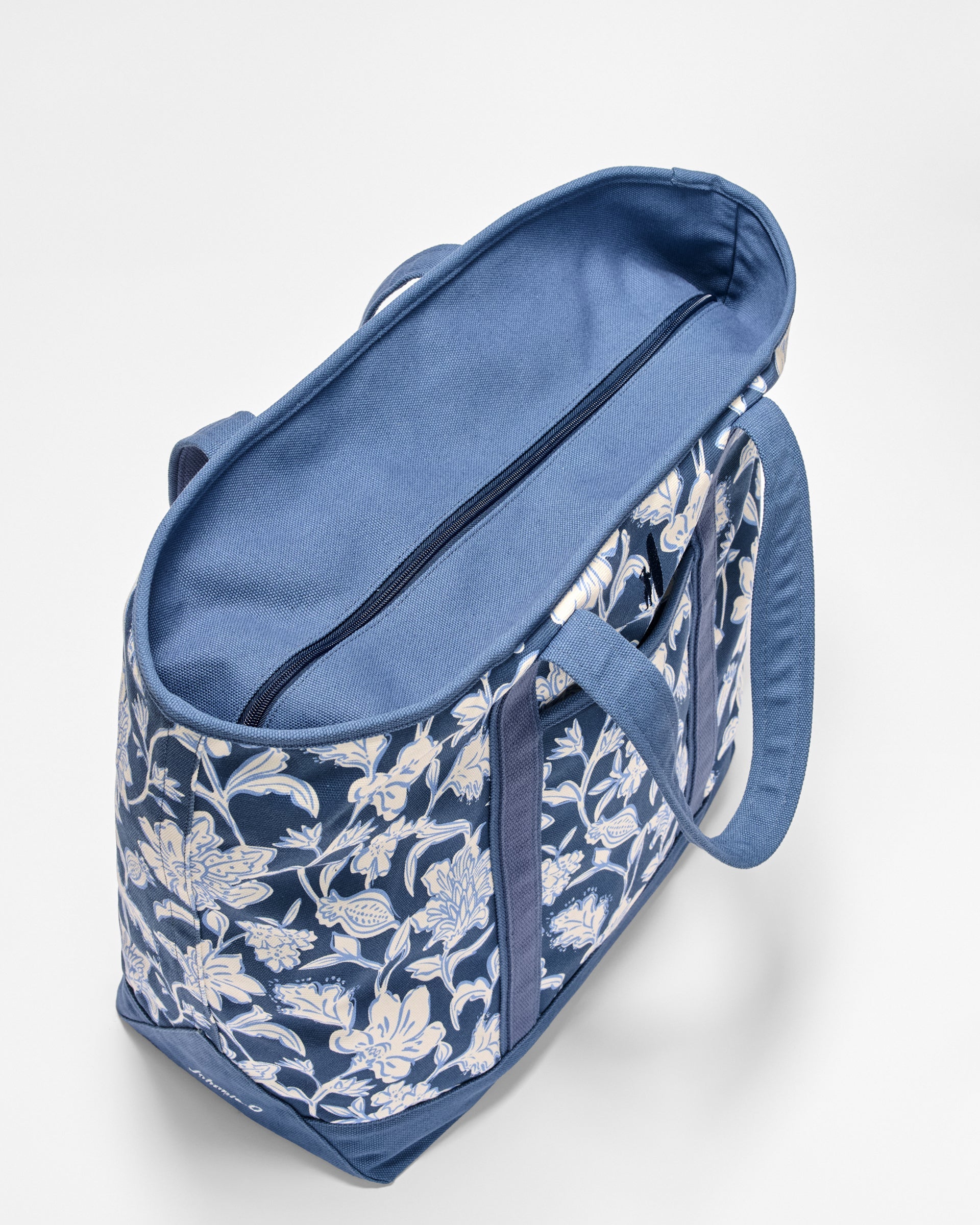 Johnnie-O Floral Printed Zip-Top Tote, Navy