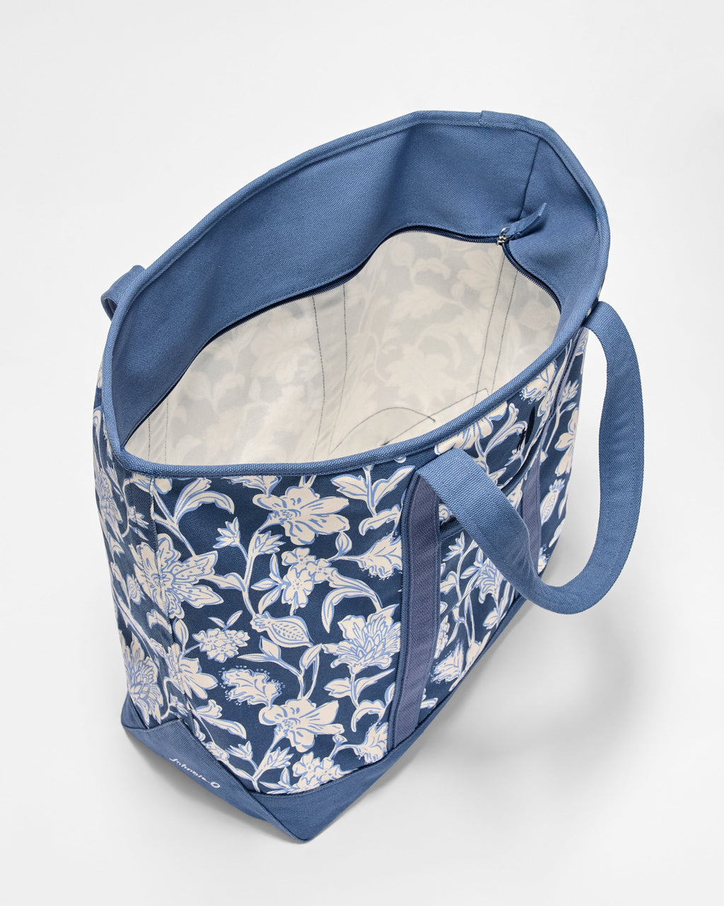 Johnnie-O Floral Printed Zip-Top Tote, Navy