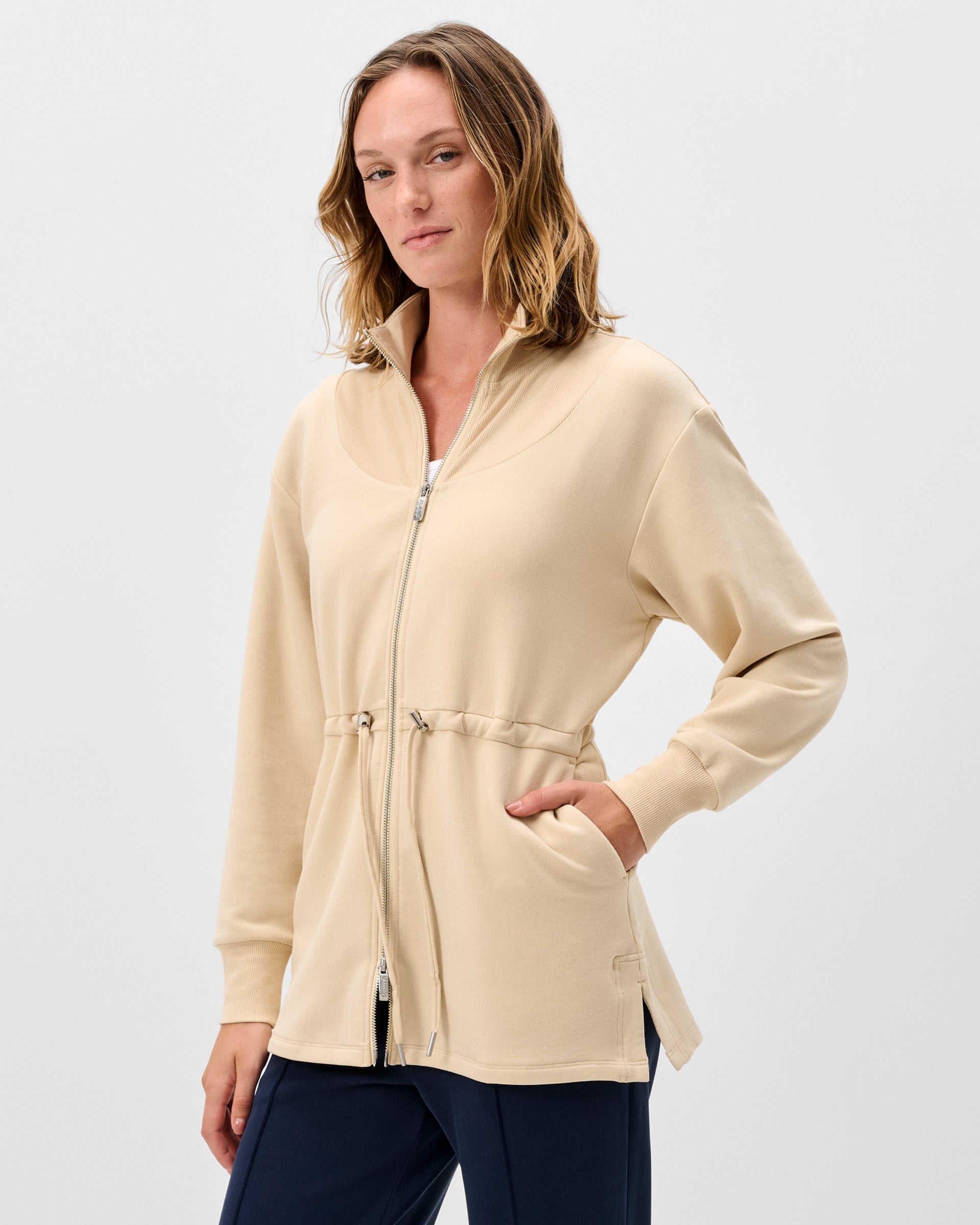 Johnnie-O Wilow Full Zip Cinch Waist Jacket, Oatmeal