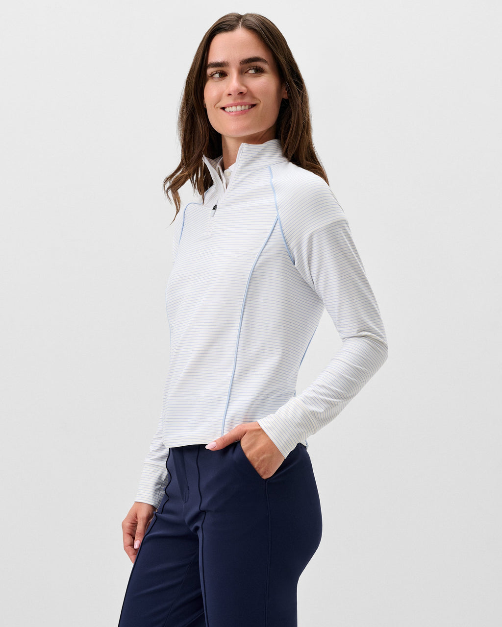 Johnnie-O Jasmine Performance 1/4 Zip Pullover, White Kona