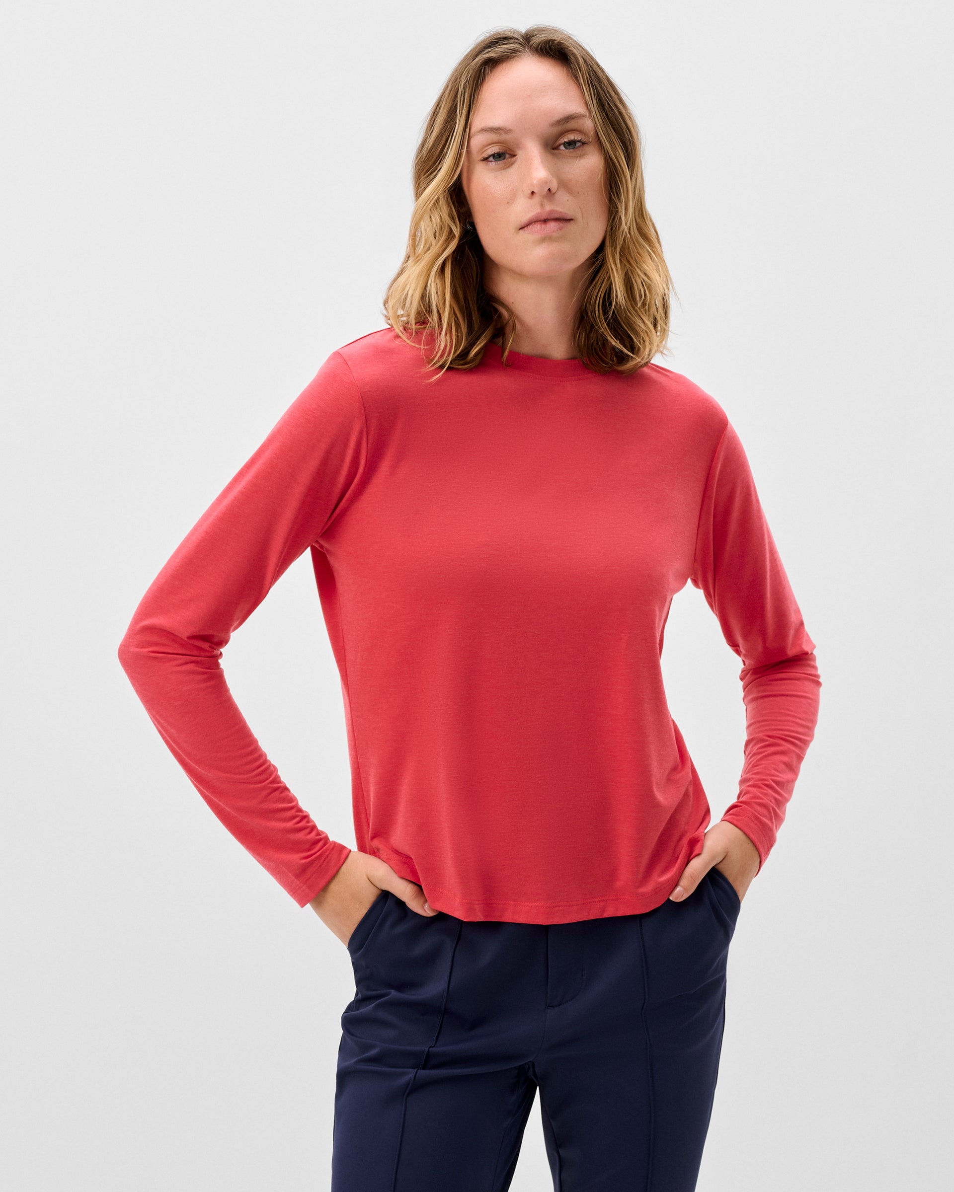 Johnnie-O Course Performance Long Sleeve T-Shirt, Raspberry Wine