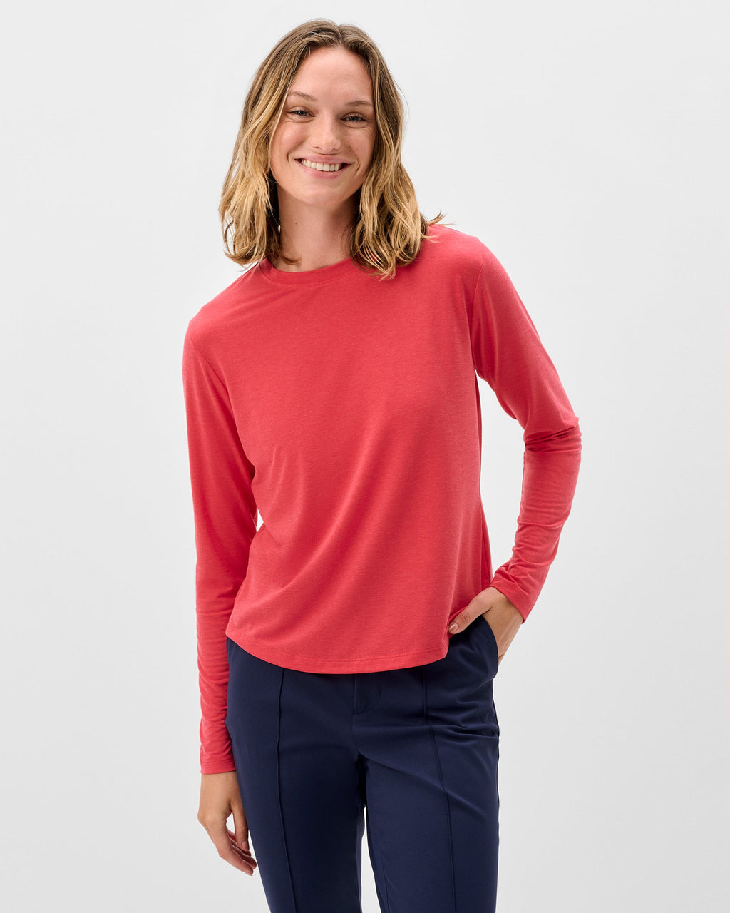 Johnnie-O Course Performance Long Sleeve T-Shirt, Raspberry Wine
