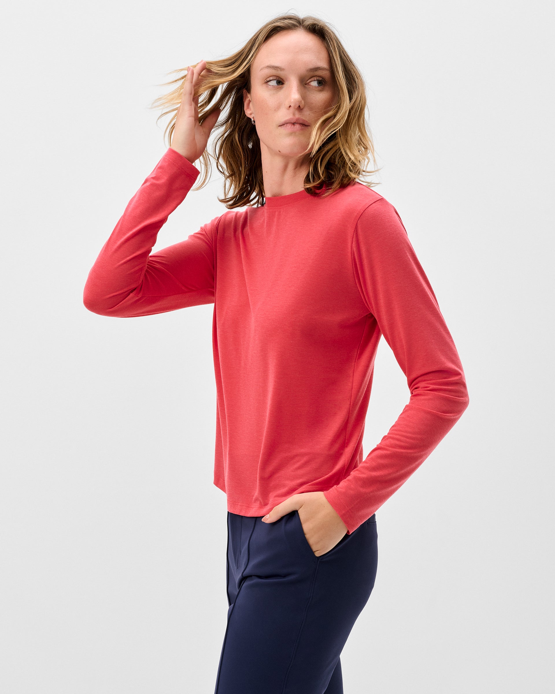 Johnnie-O Course Performance Long Sleeve T-Shirt, Raspberry Wine
