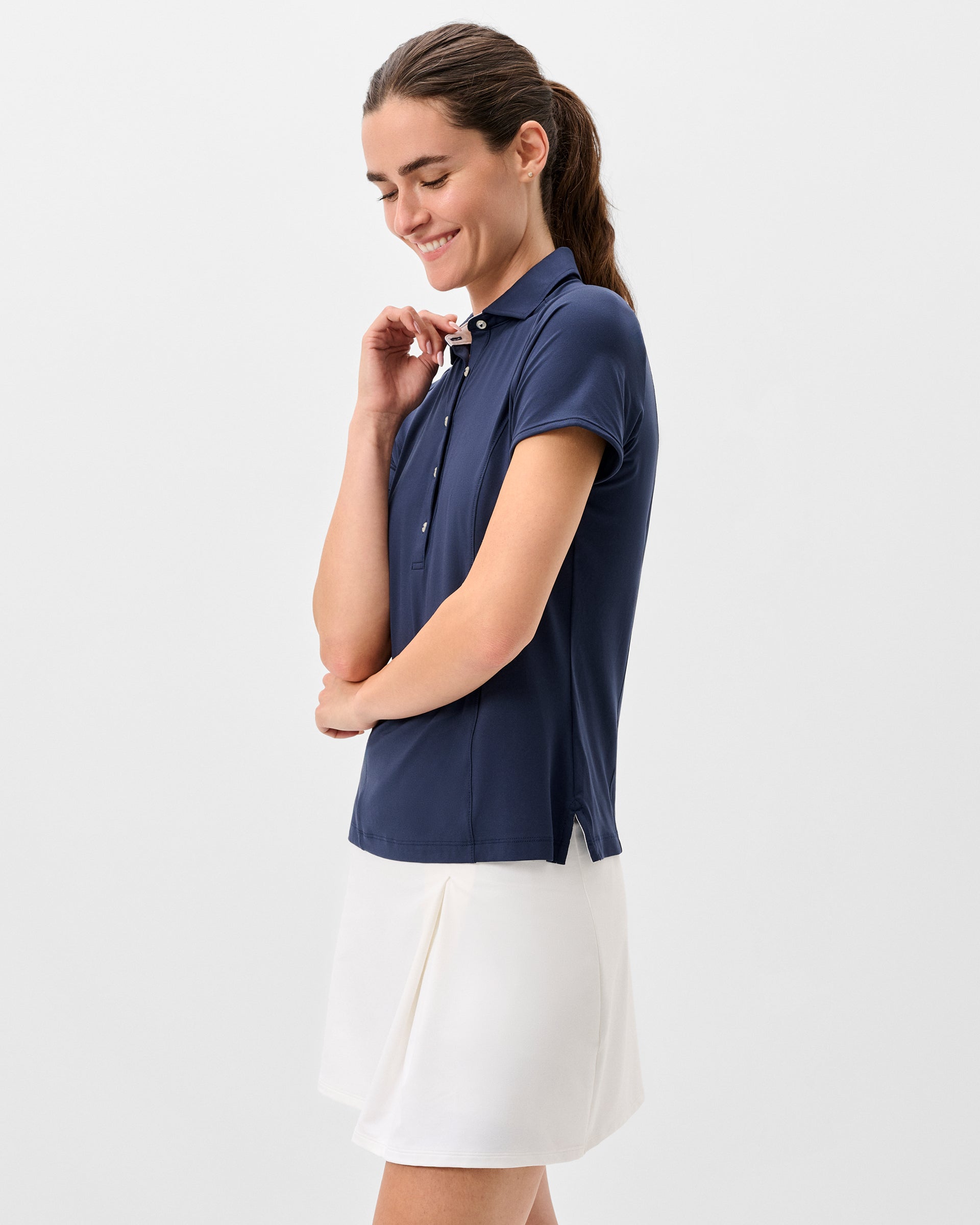 Johnnie-O Angela Performance Jersey Polo, Navy