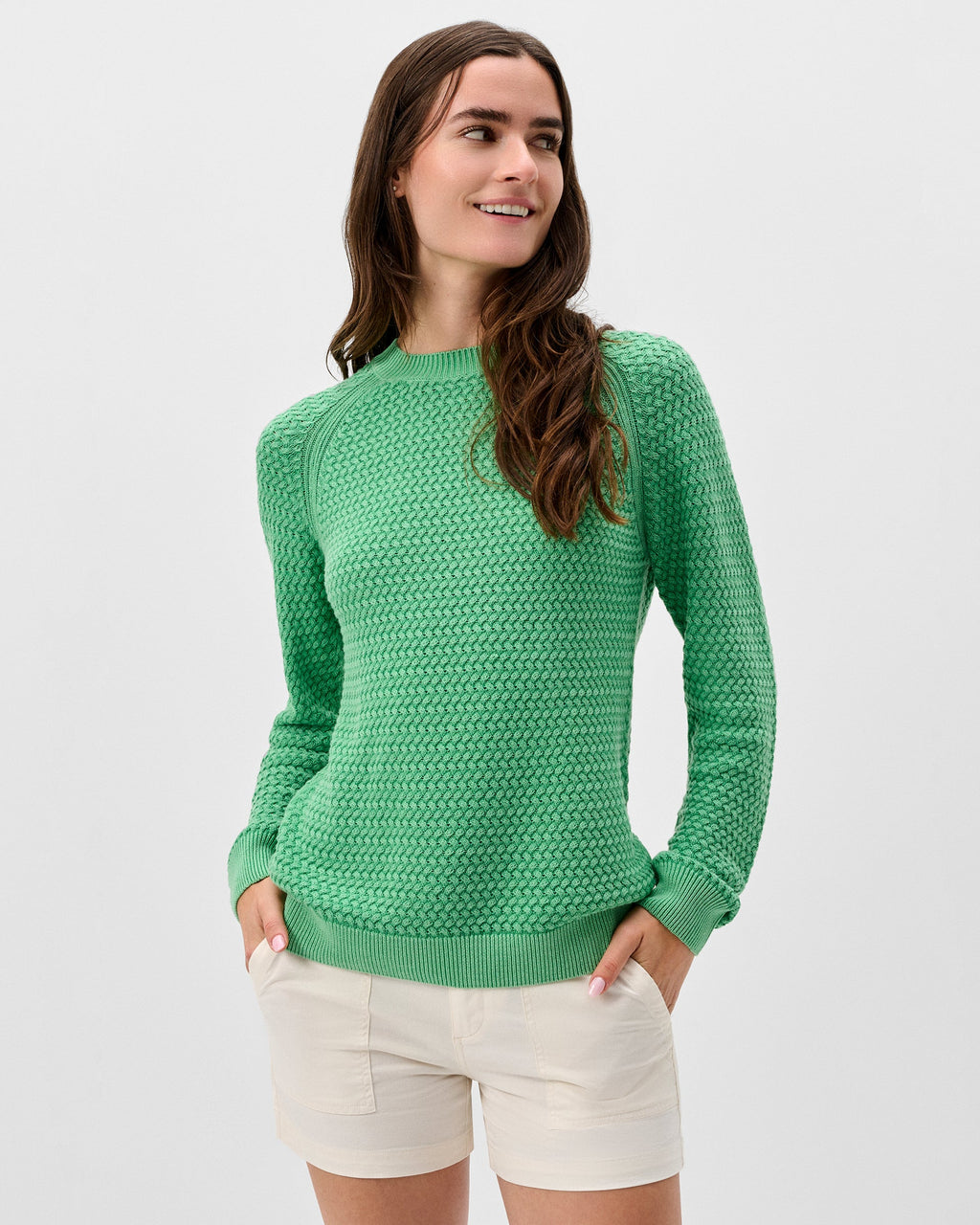Johnnie-O Bridget Garment Dyed Crewneck Sweater, Ming Green