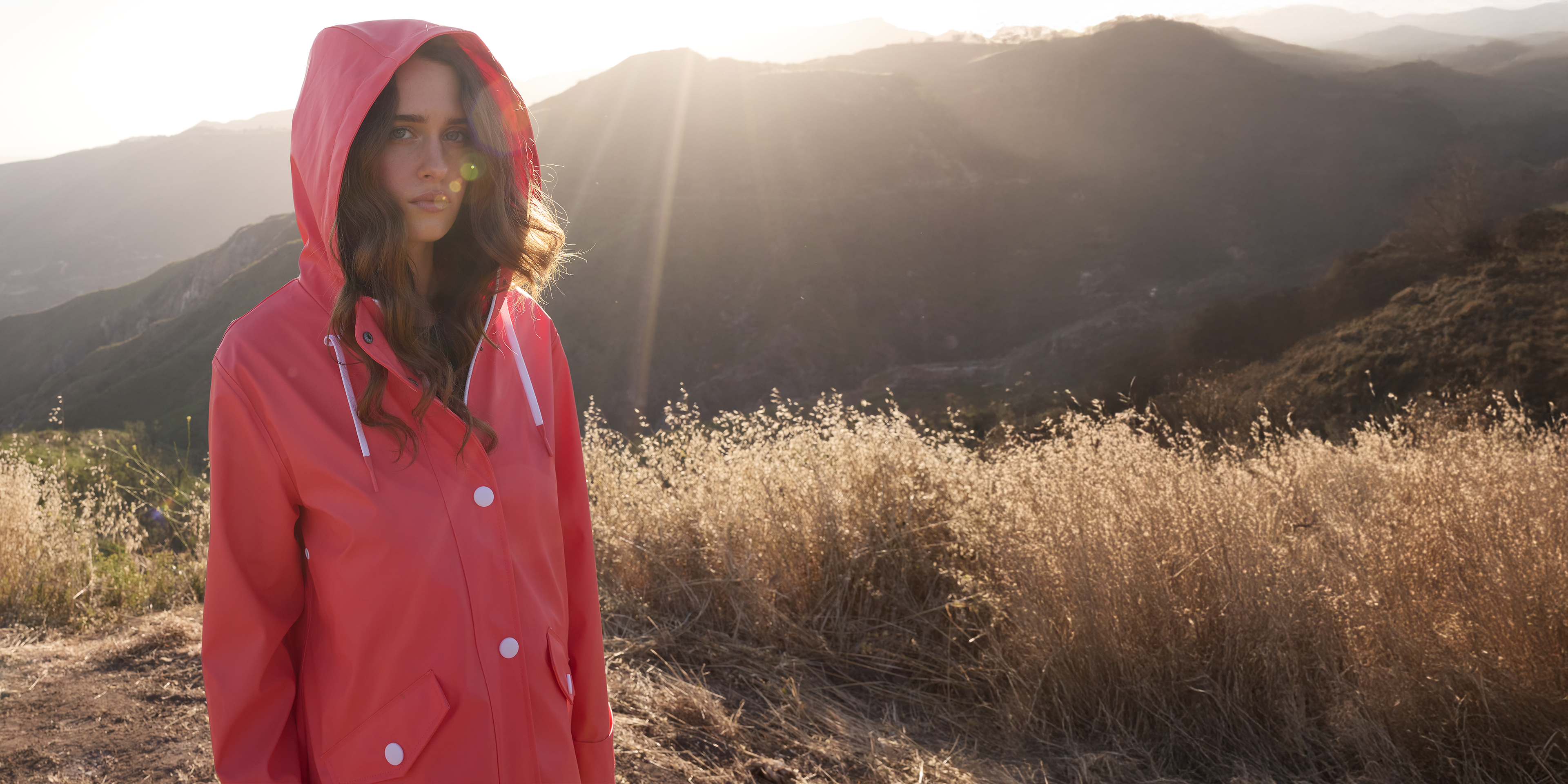 Saint James ST GAIA - Waterproof Rain Jacket with Hood for Women (CORAL)