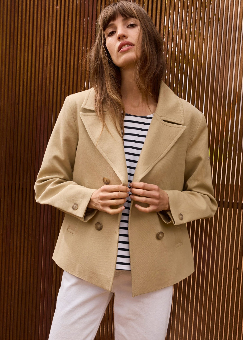 Saint James St Cathy cotton canvas peacoat (BEIGE)