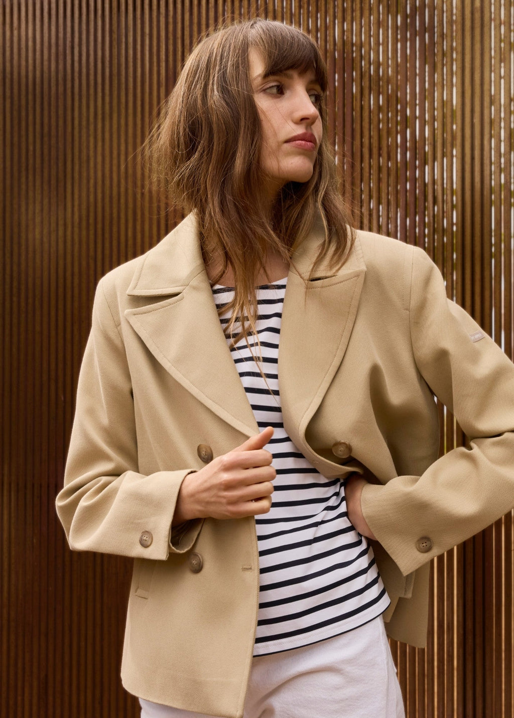 Saint James St Cathy cotton canvas peacoat (BEIGE)