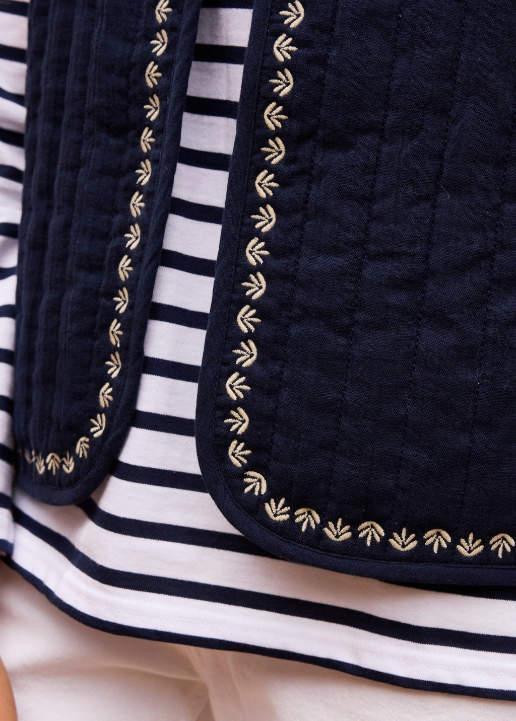 Saint James St Lily cotton quilted vest (NAVY / SAIL CANVAS)