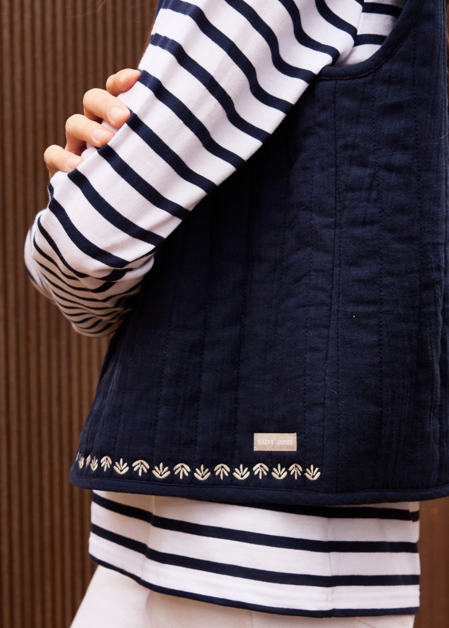 St Lily cotton quilted vest (NAVY / SAIL CANVAS)