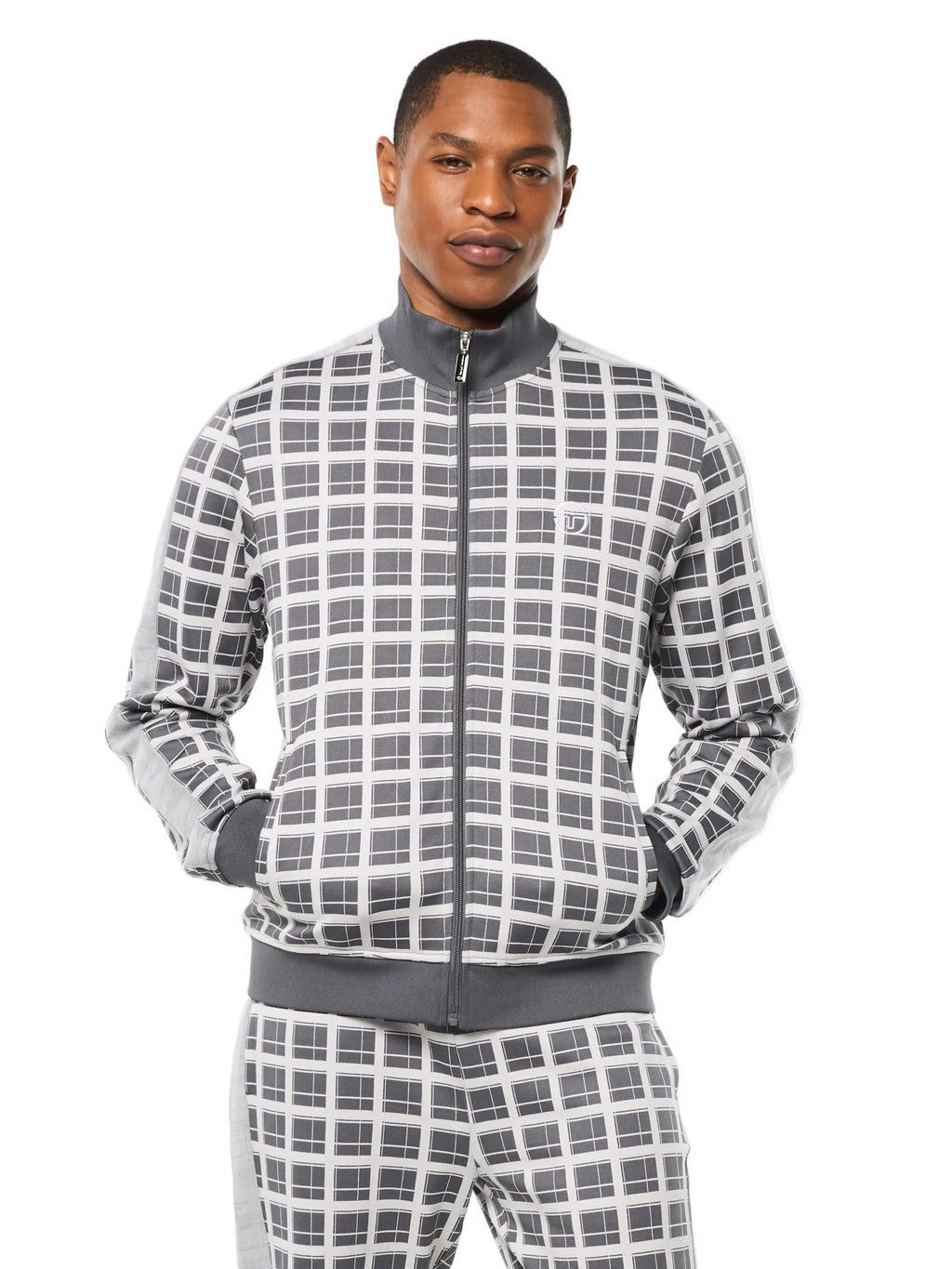 Damarindo Check Track Jacket- Quiet Grey