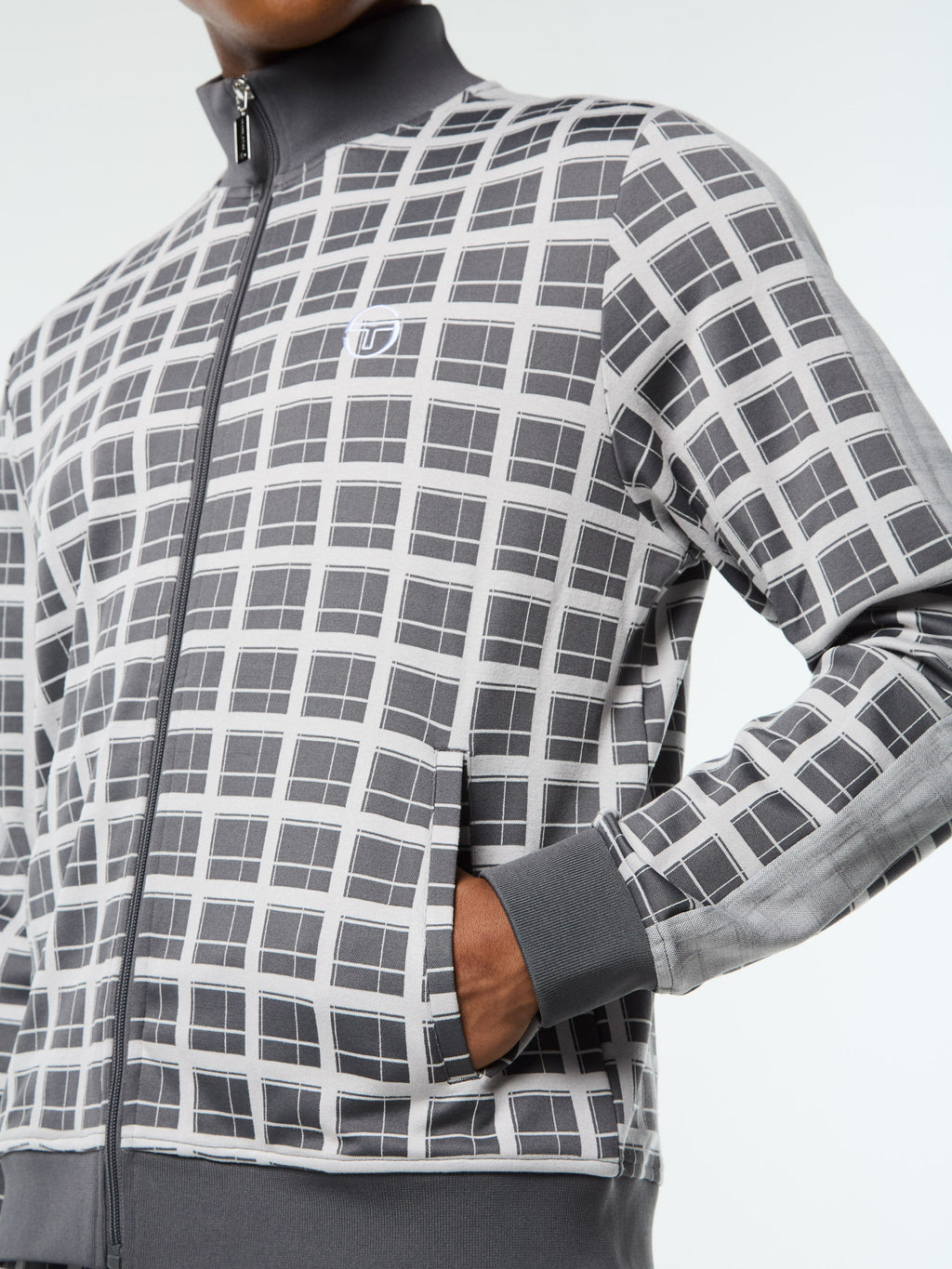 Damarindo Check Track Jacket- Quiet Grey