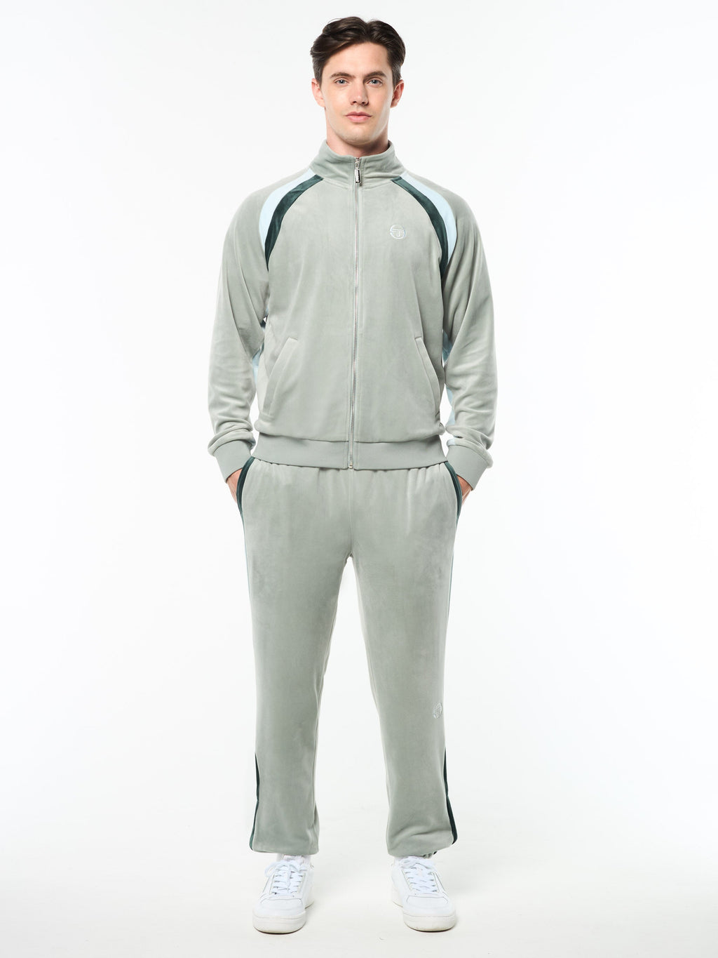 Banda Velour Track Jacket- Slate Gray