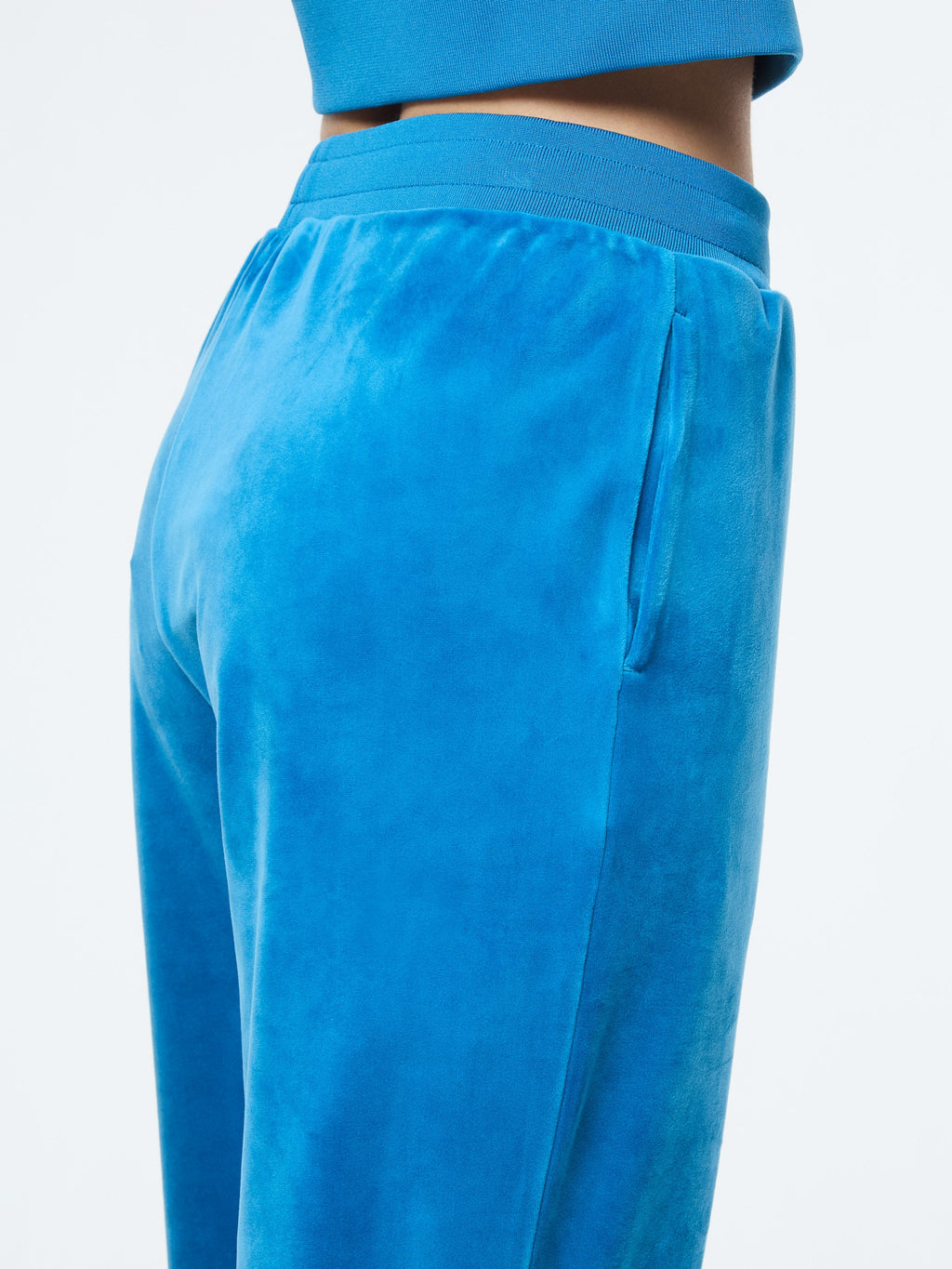 Lina Velour Track Pant- Baby Blue