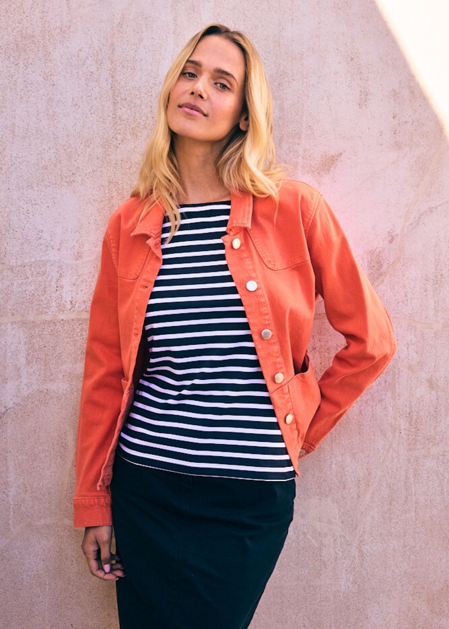 Saint James St Tea Jacket In Lightweigth Cotton Canvas For Women Orange