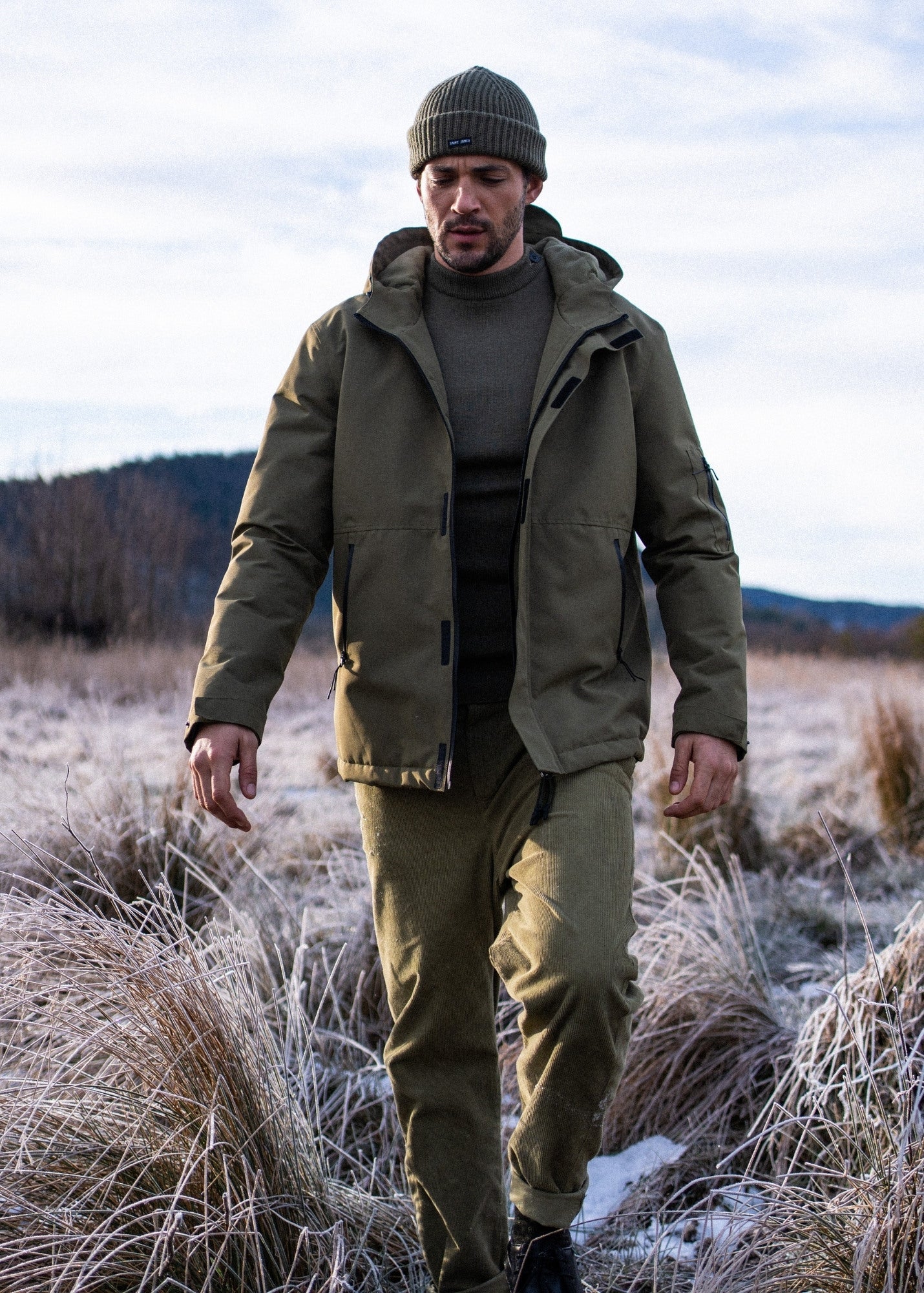 Saint James ST DENIS - Technical Hooded Zip Jacket (OLIVE GREEN)