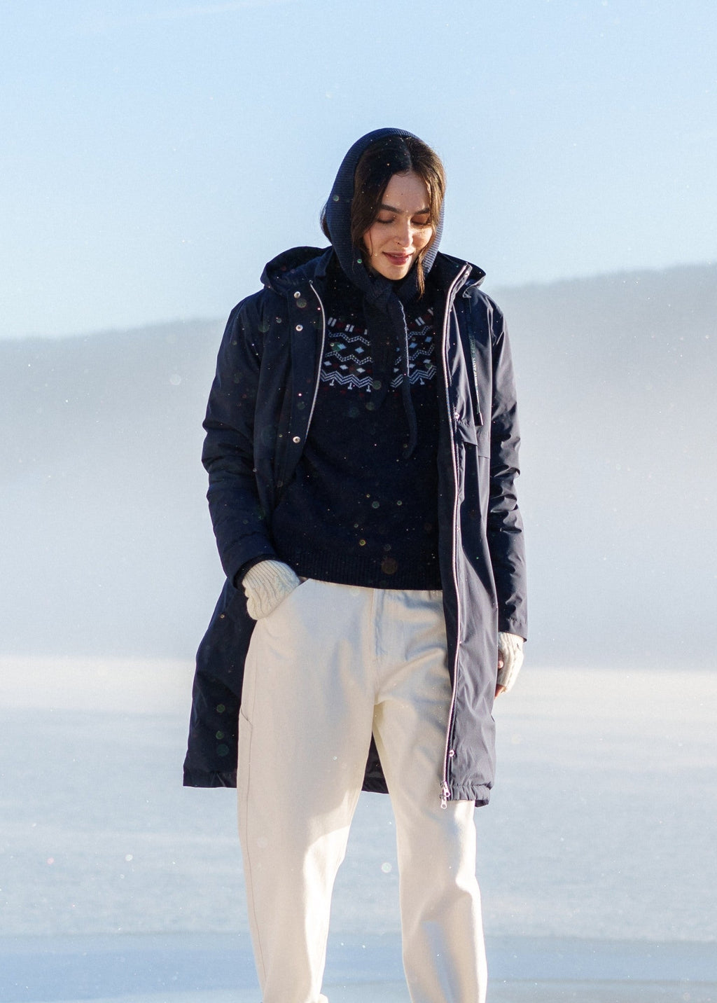 Saint James ST JULIE - Long Waterproof Hooded Parka with Removable Hood (NAVY)