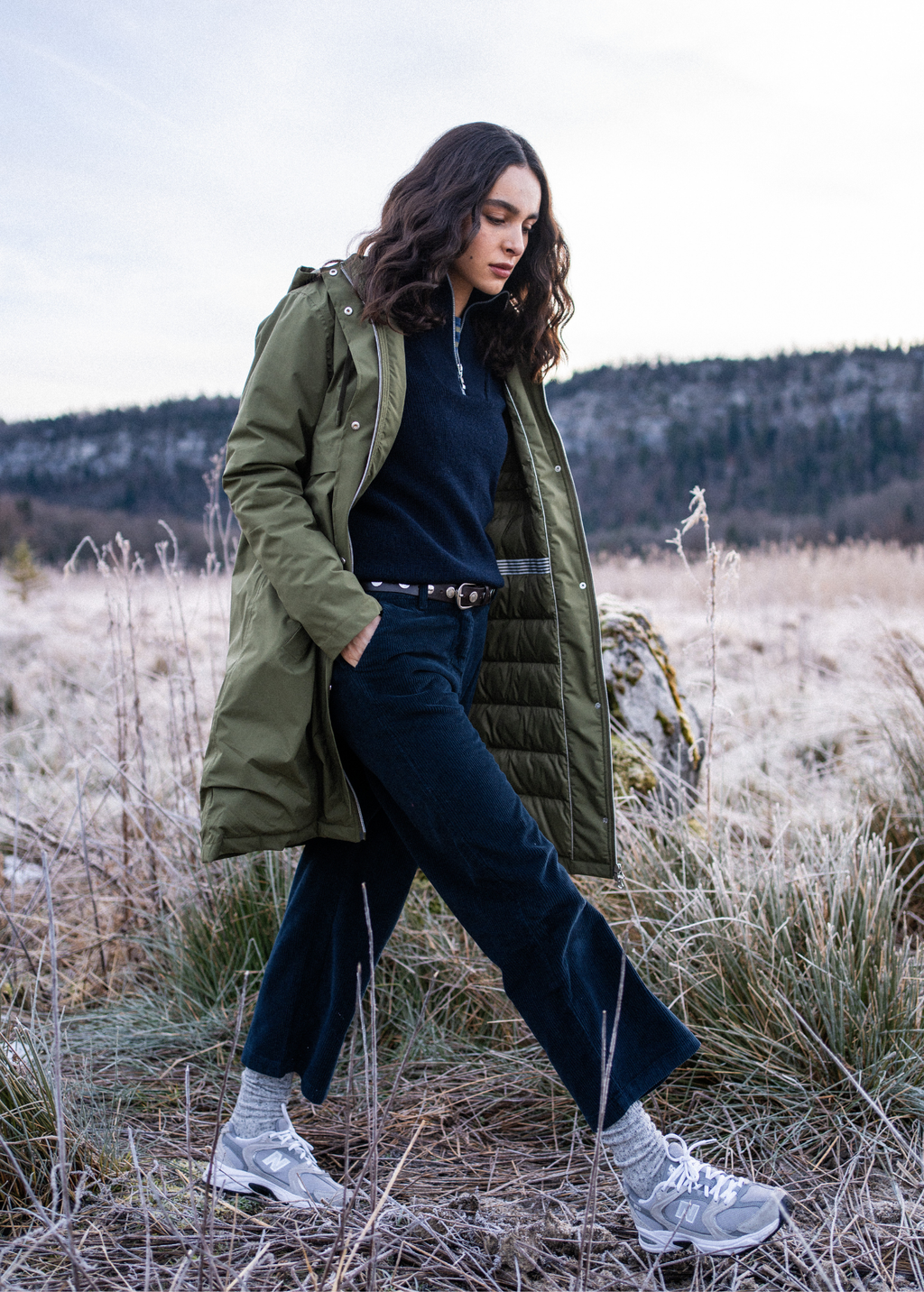 Saint James ST JULIE - Long Waterproof Hooded Parka with Removable Hood (OLIVE GREEN)