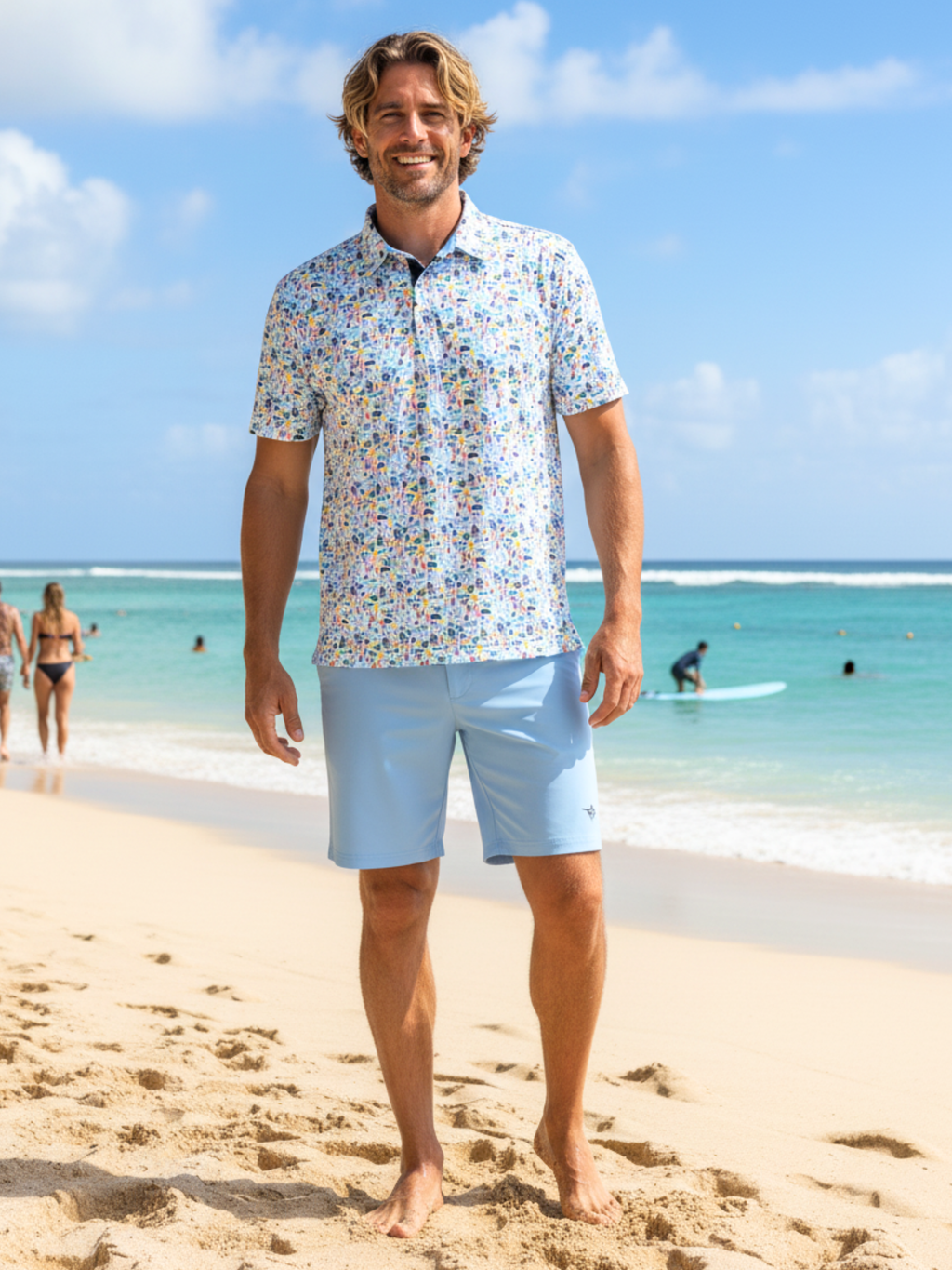 White Water Surfs Up Polo, Multi color