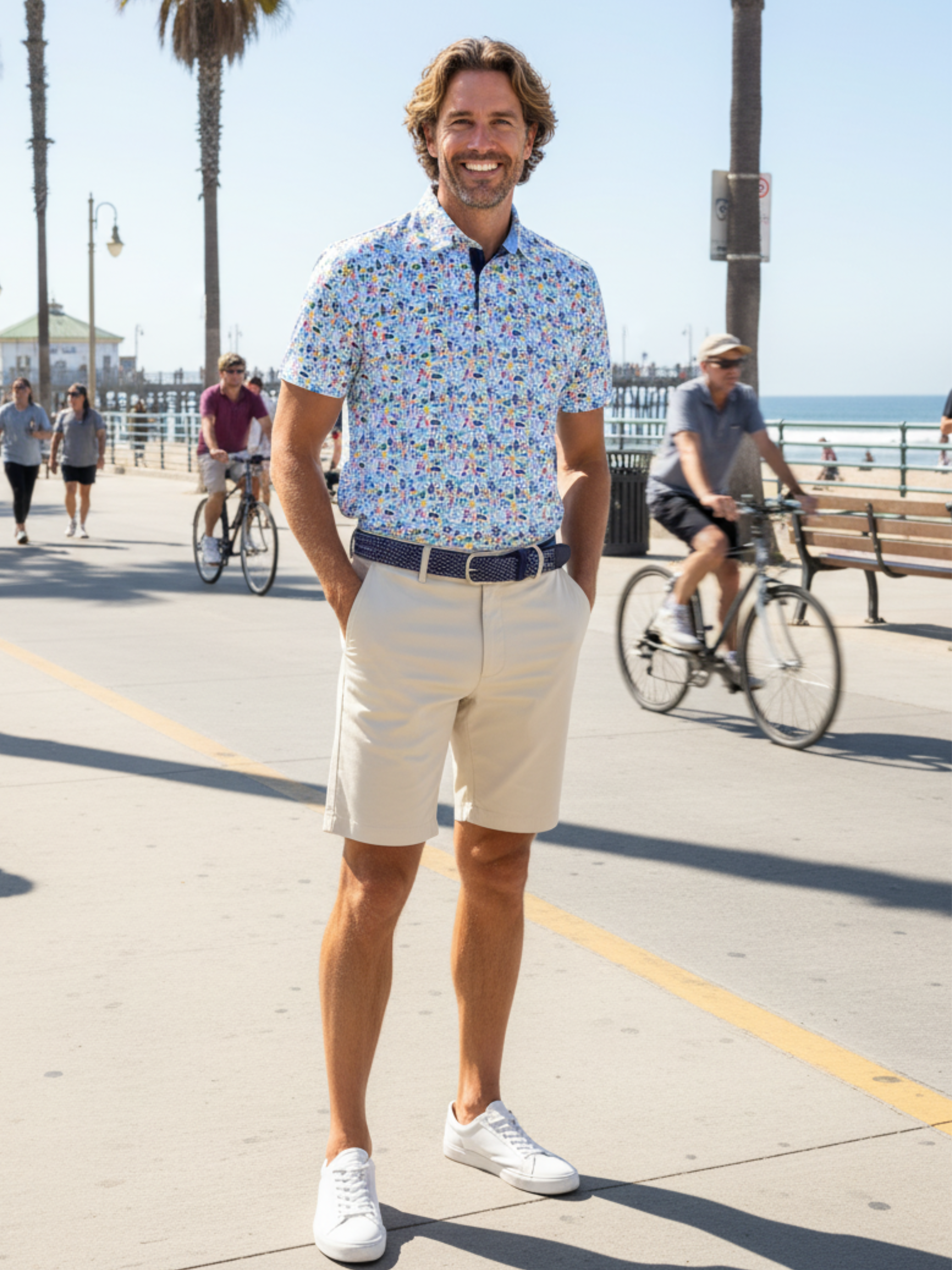 White Water Surfs Up Polo, Multi color