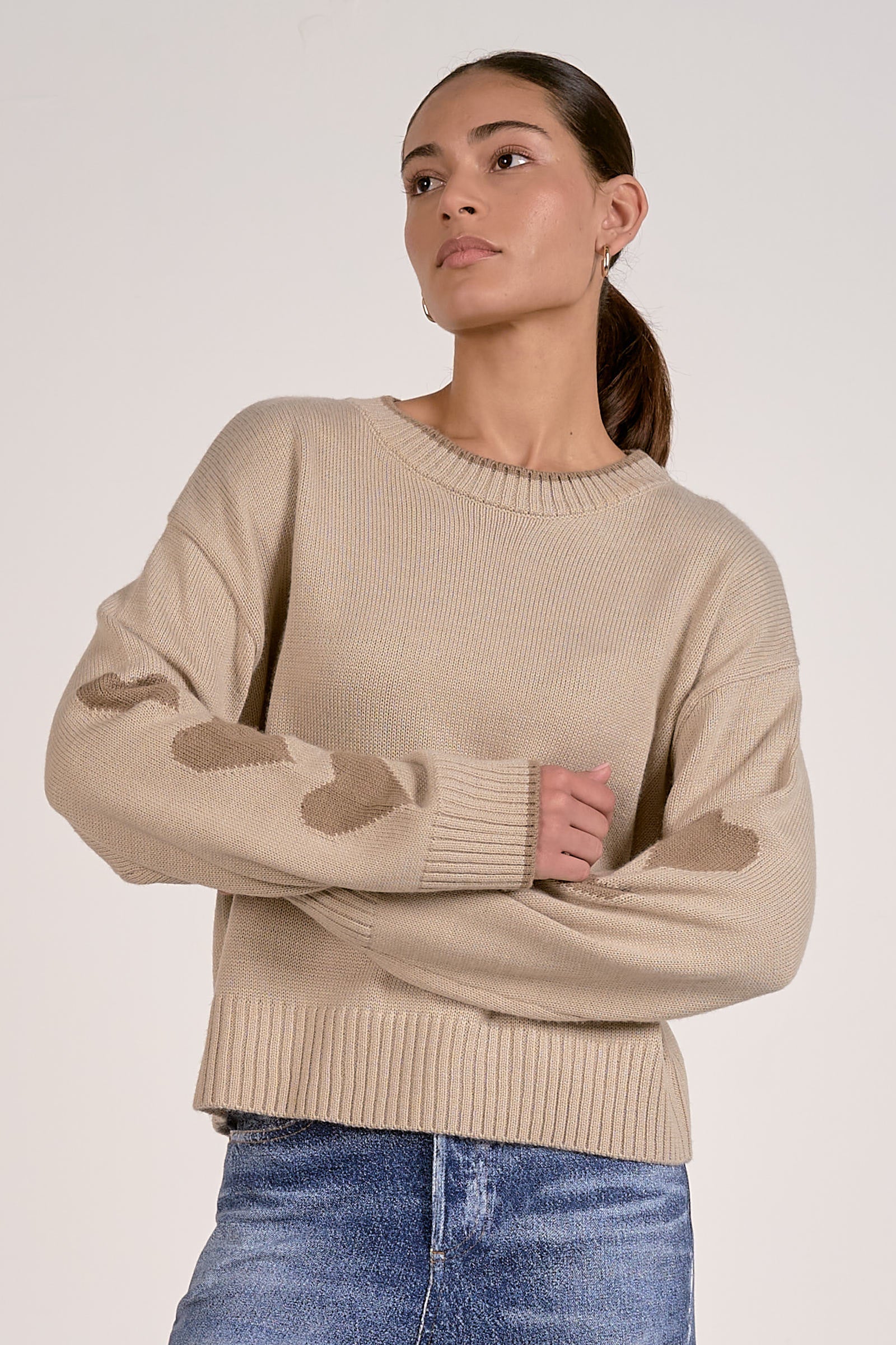 Hearts Sweater Taupe