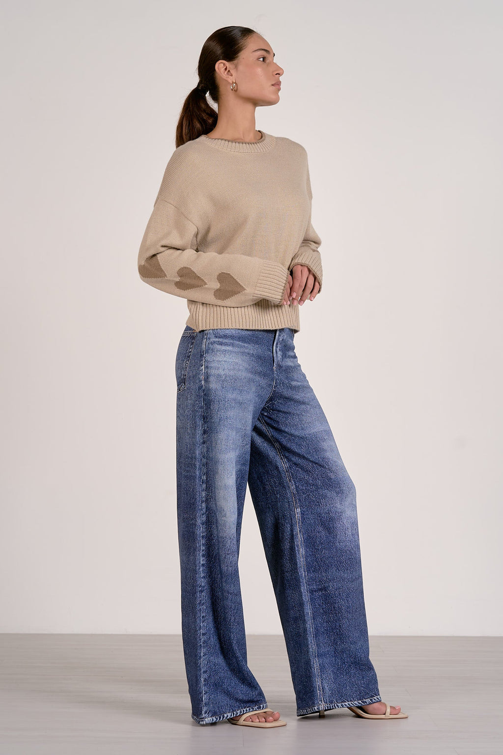 Hearts Sweater Taupe