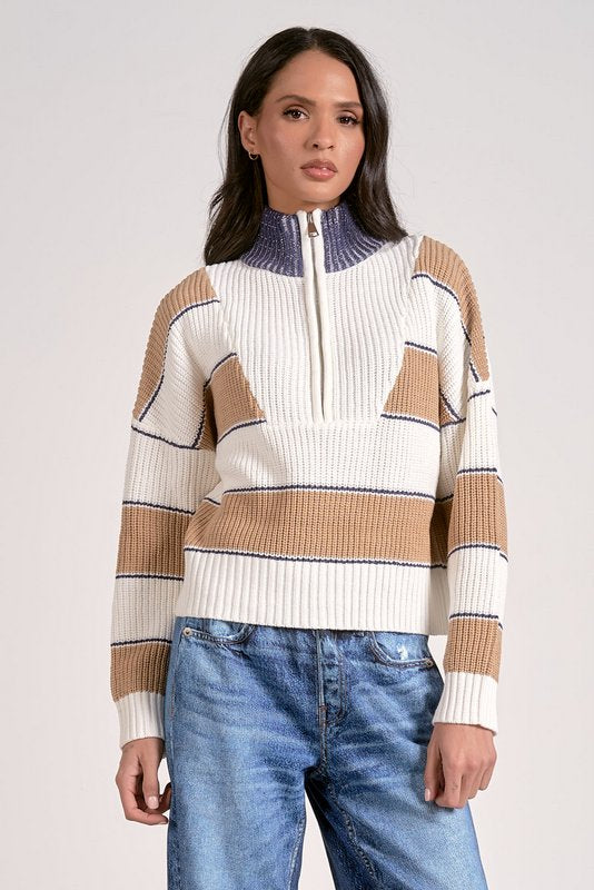 Sloane Sweater Camel Stripe