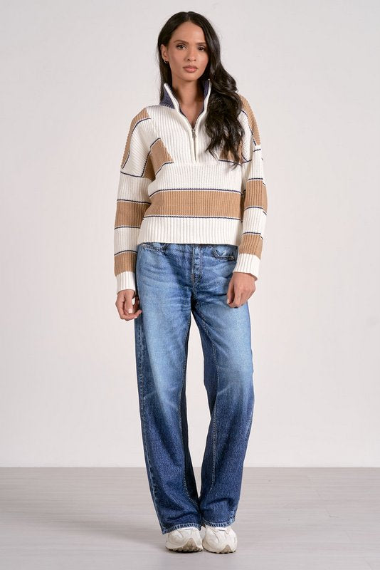 Sloane Sweater Camel Stripe