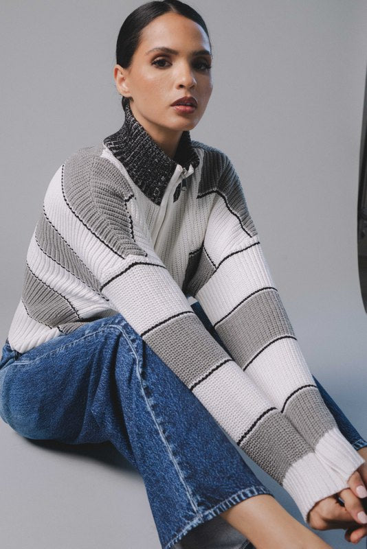 Sloane Sweater Heather Grey Stripe