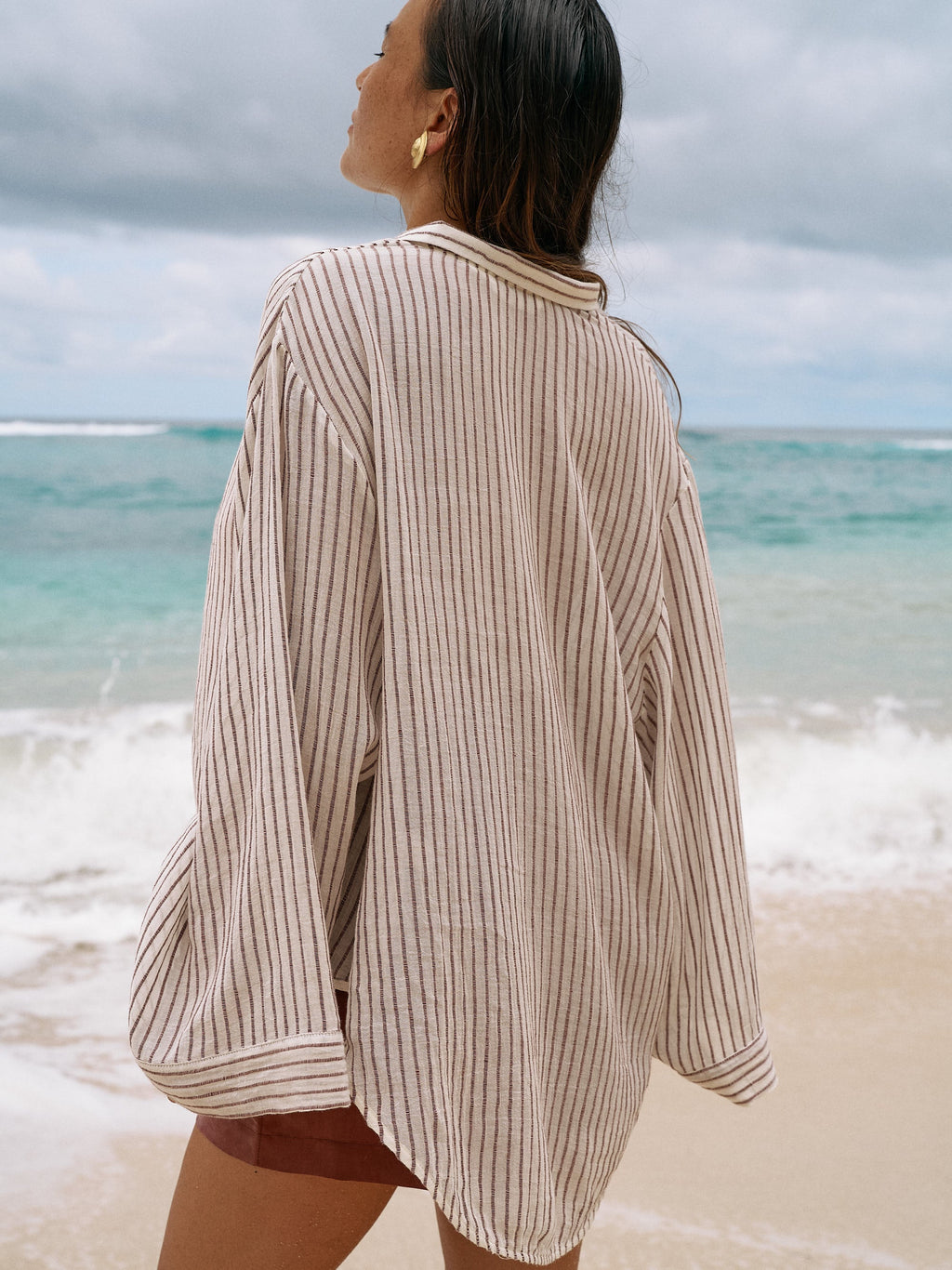 The Handloom Sade Top Burgundy Stripes