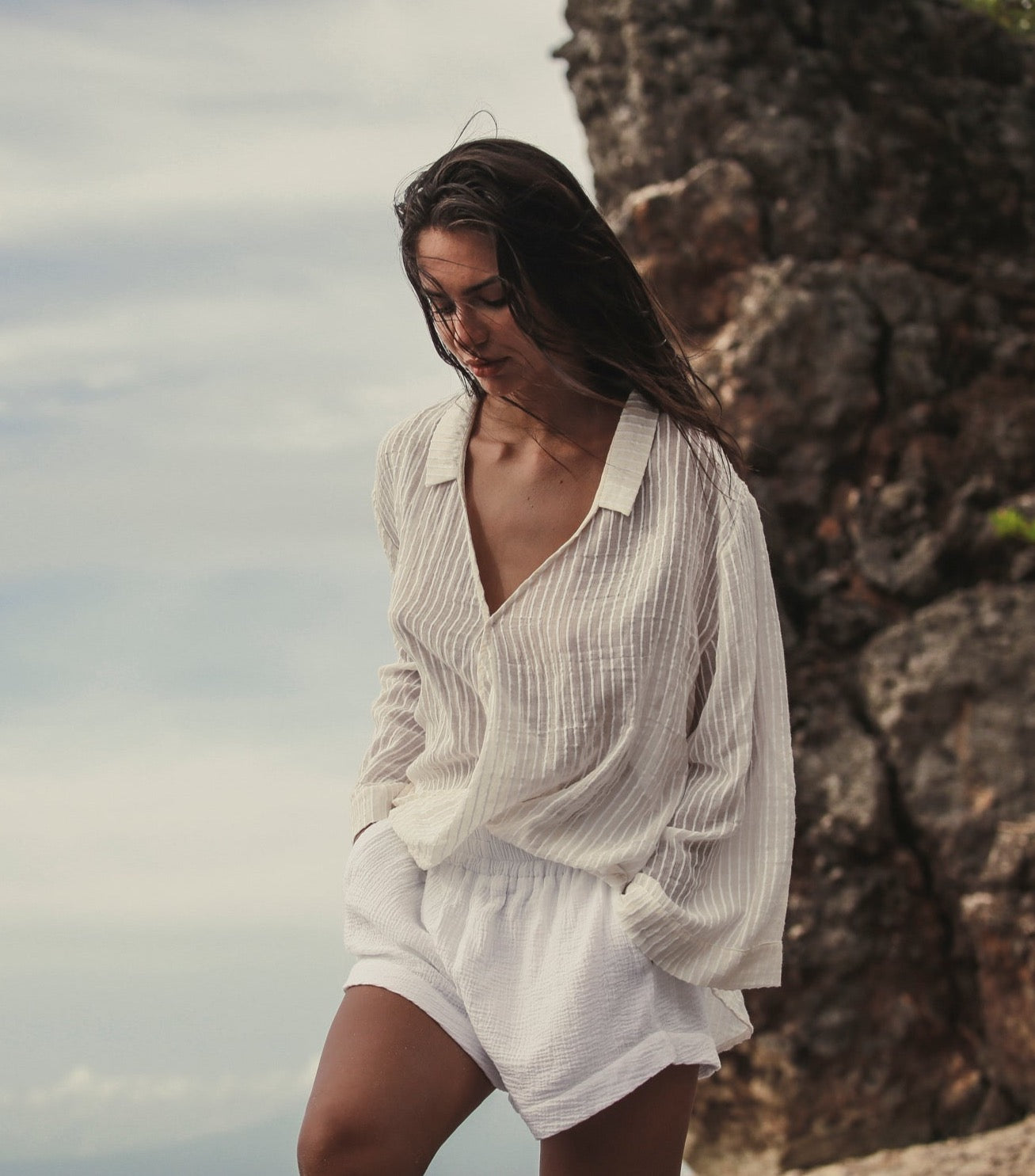 The Handloom Sade Top White Stripes