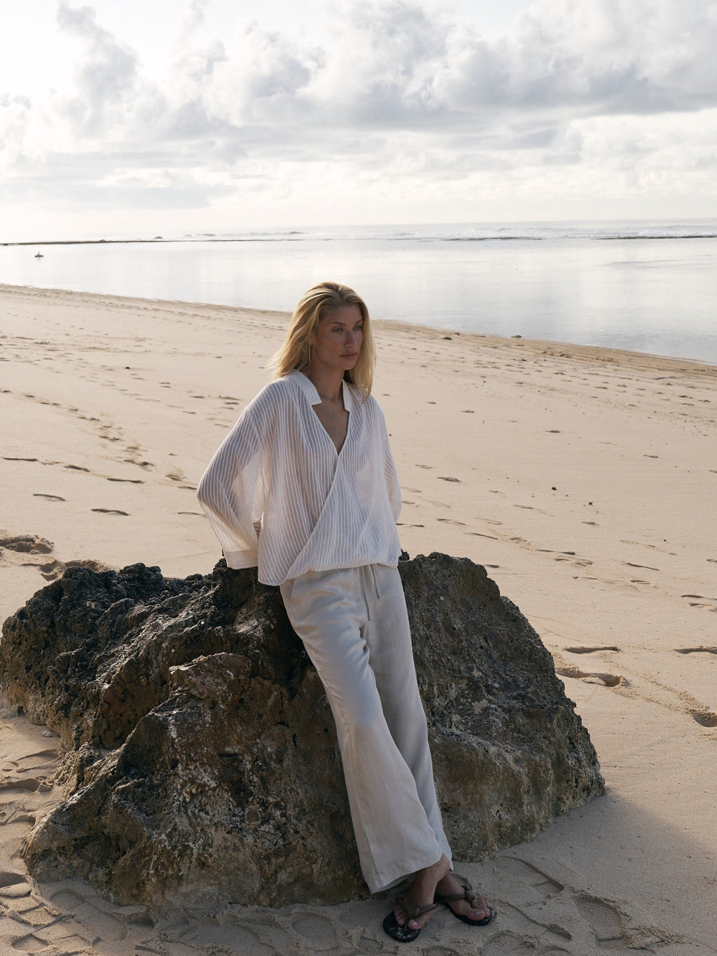 The Handloom Sade Top White Stripes