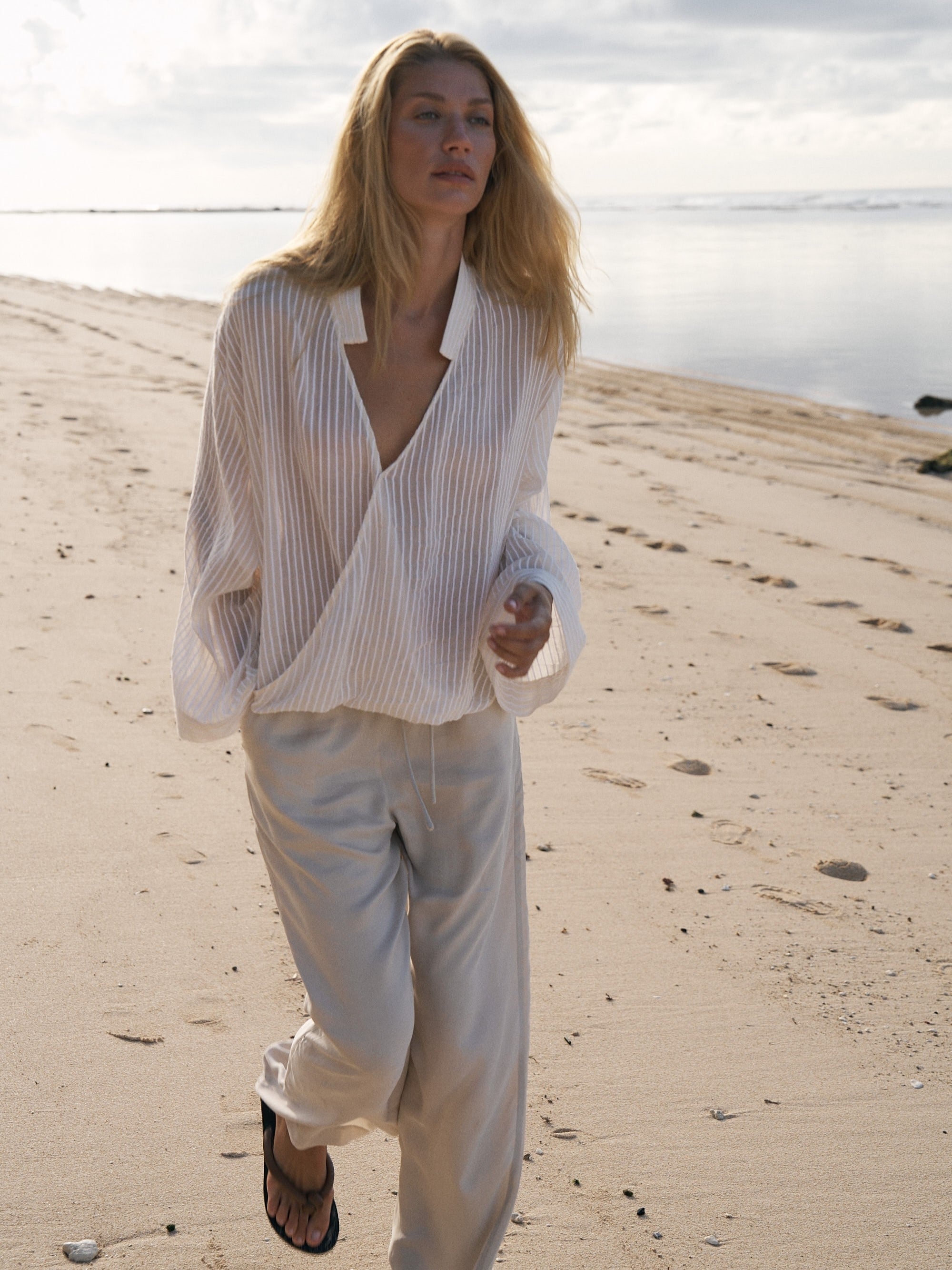 The Handloom Sade Top White Stripes