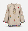 Calypso St Barth Seena Linen Hand Embroidered Top