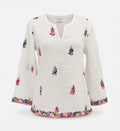 Calypso St Barth Sara Linen Hand Embroidered Top